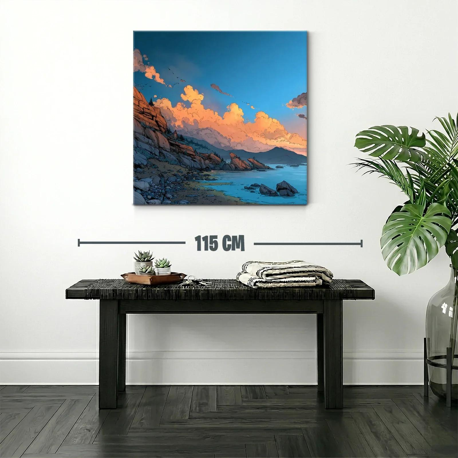 Paisaje costero con rocas y nubes al atardecer — miniatura 2