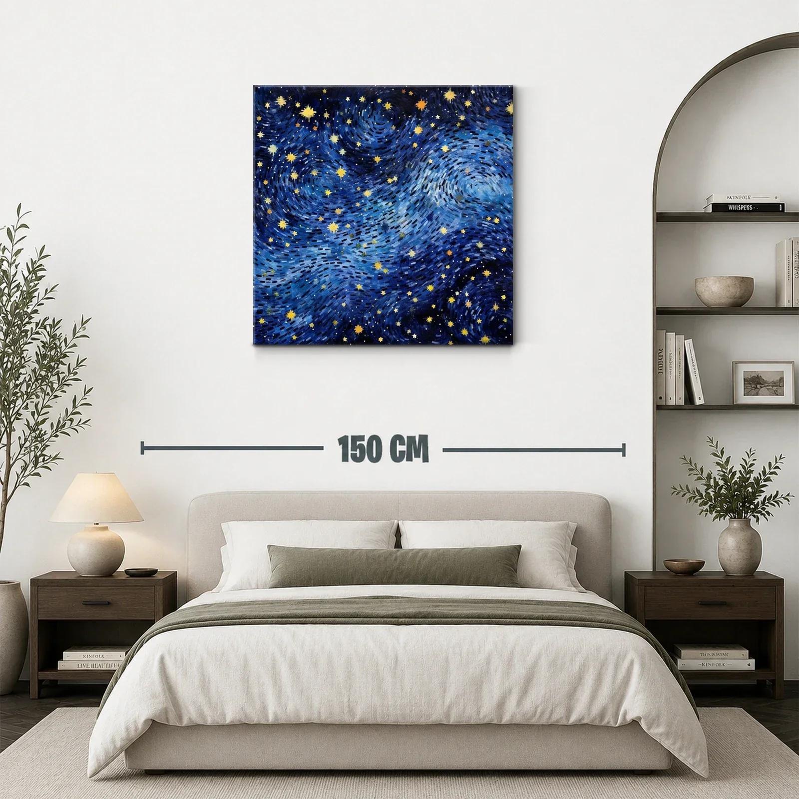 Cuadro con cielo estrellado vibrante y dinámico — miniatura 3