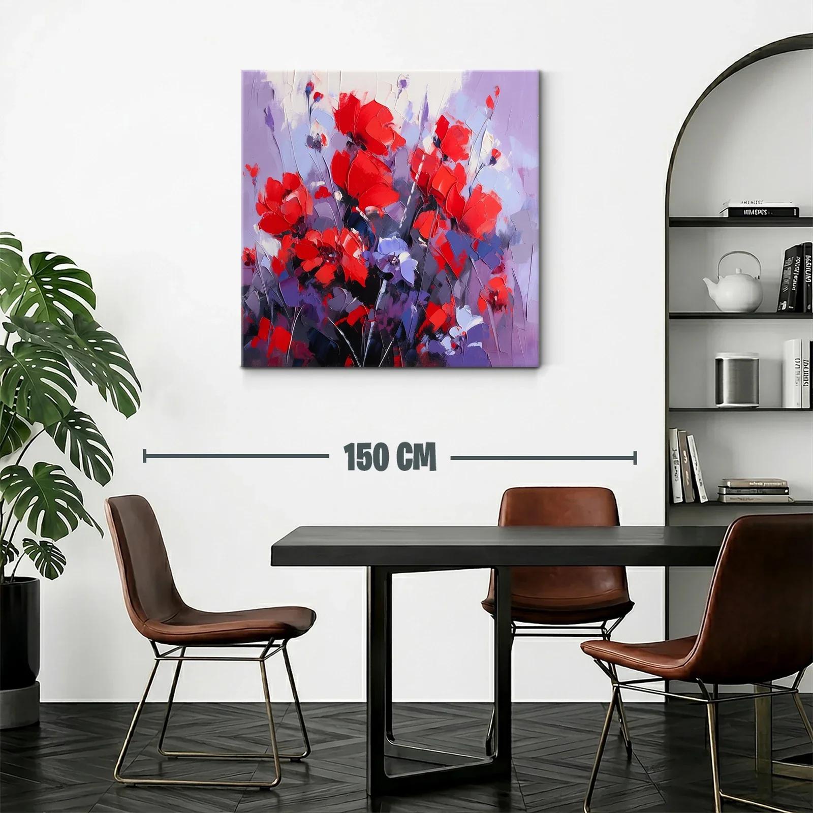 Cuadro floral vibrante con tonos rojos y lilas — miniatura 2