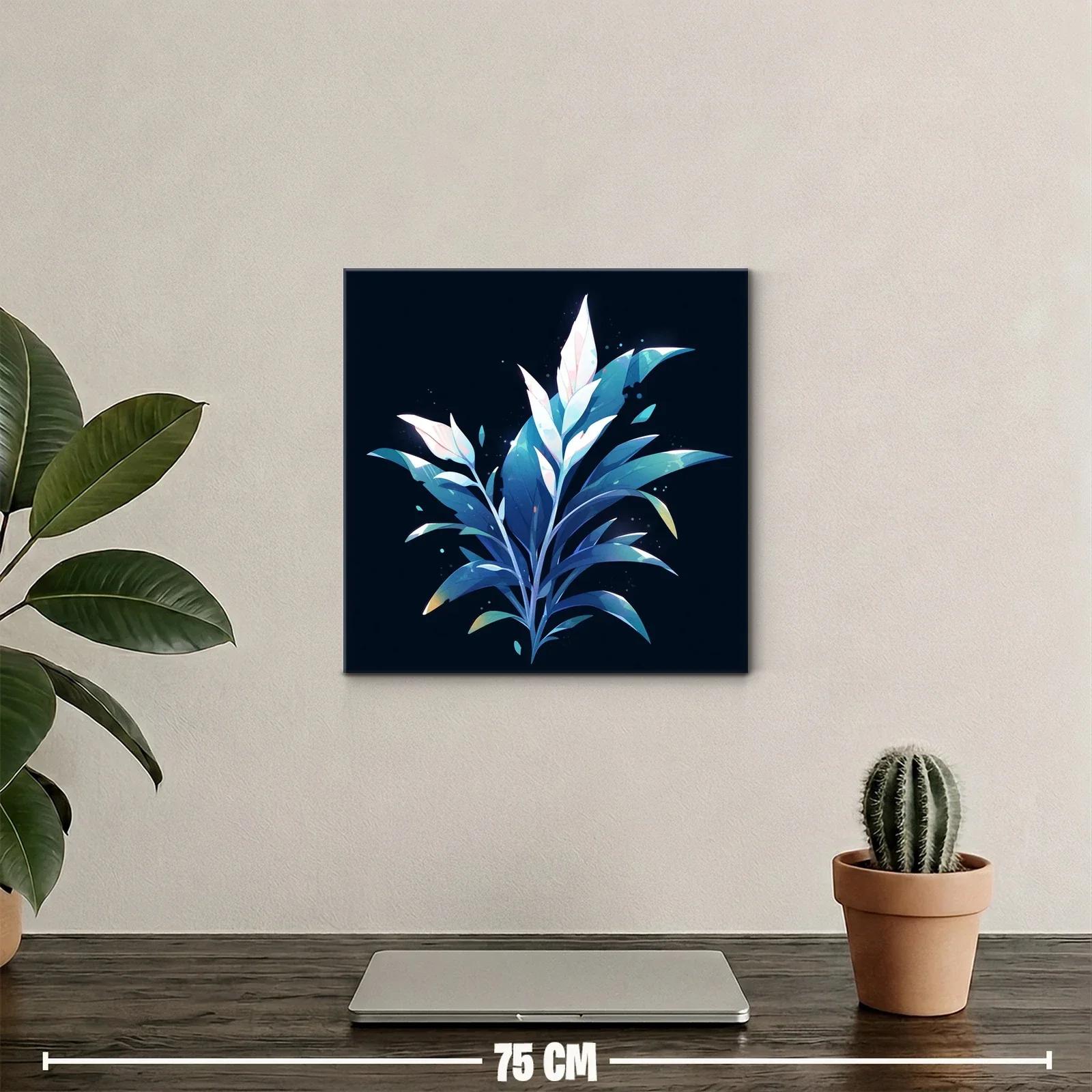 Plantas estilizadas en tonos azules y blancos sobre fondo oscuro — miniatura 2