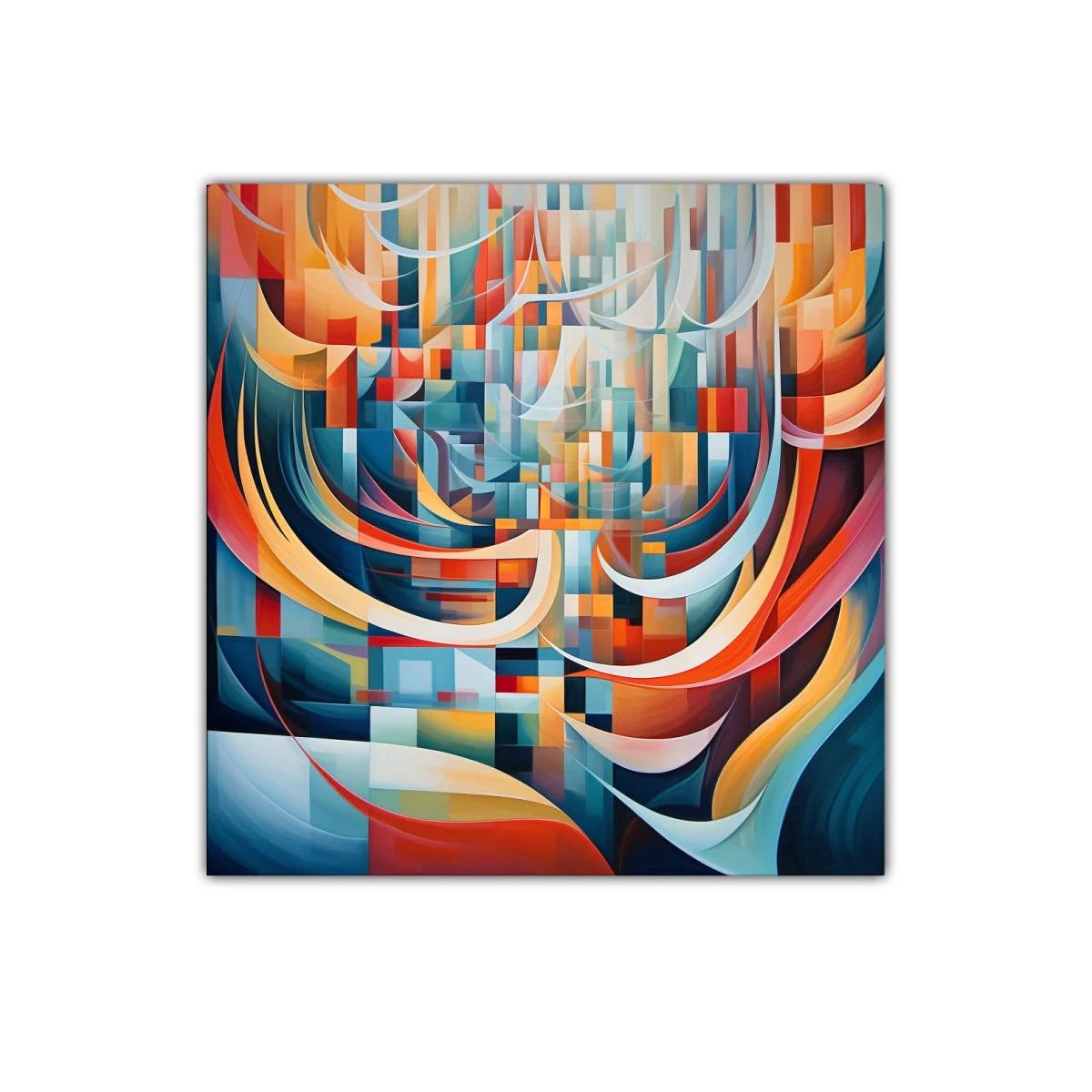 Cuadro abstracto con formas dinámicas y colores vibrantes — imagen principal