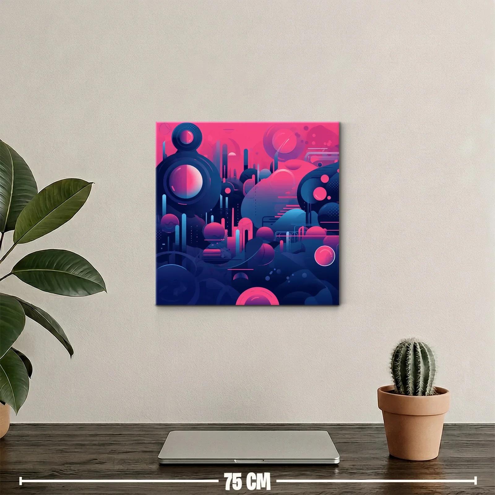 Composición abstracta futurista en tonos azul y rosa brillante — miniatura 2