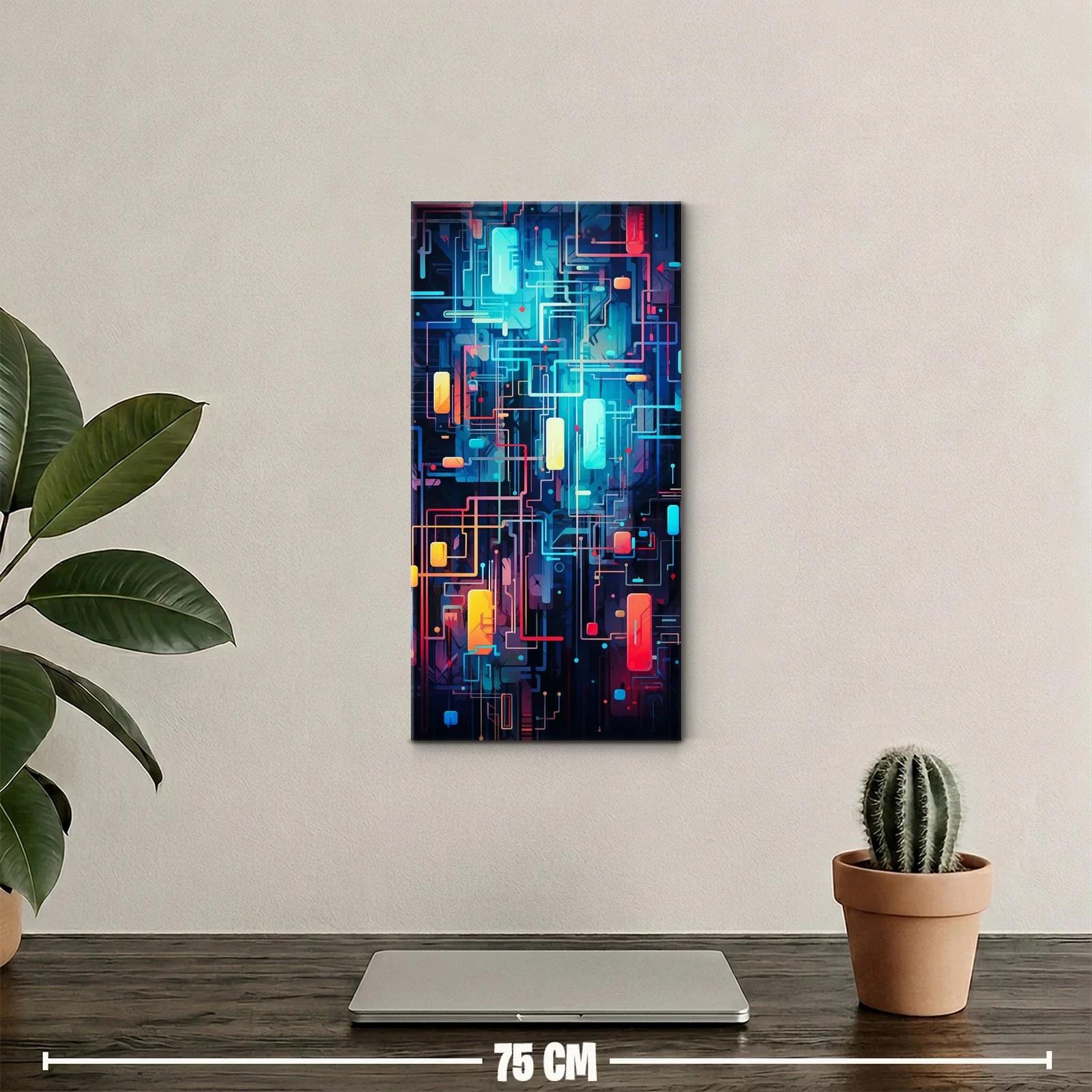 Cuadro circuito digital luminoso con profundidad en capas — miniatura 2
