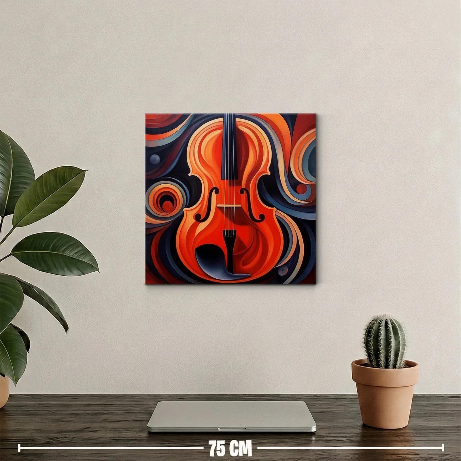 Cuadro vibrante con violín en tonos cálidos y abstractos — miniatura 2