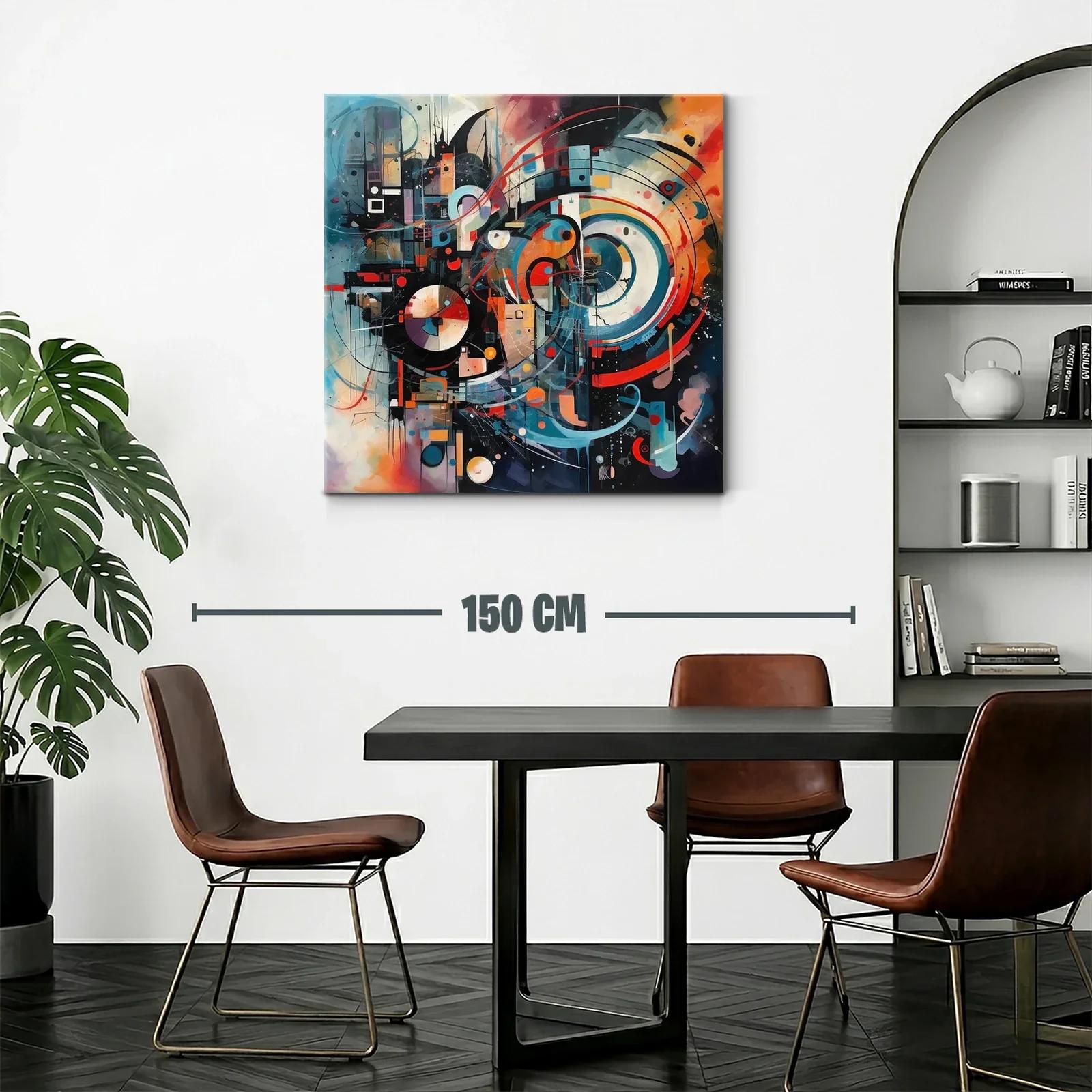 Cuadro abstracto con formas circulares y dinámicas — miniatura 2