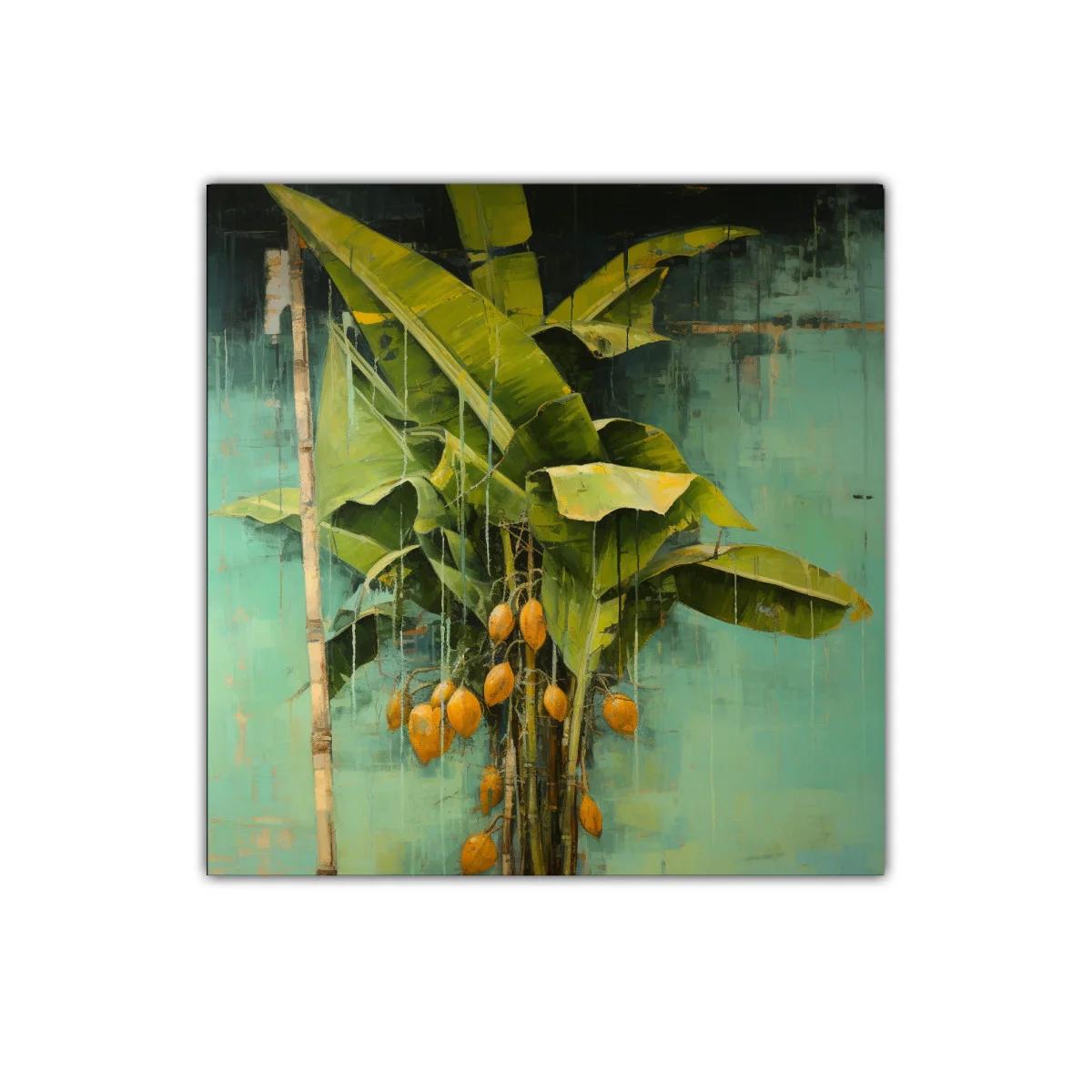 Cuadro decorativo con planta tropical y frutos naranjas — imagen principal