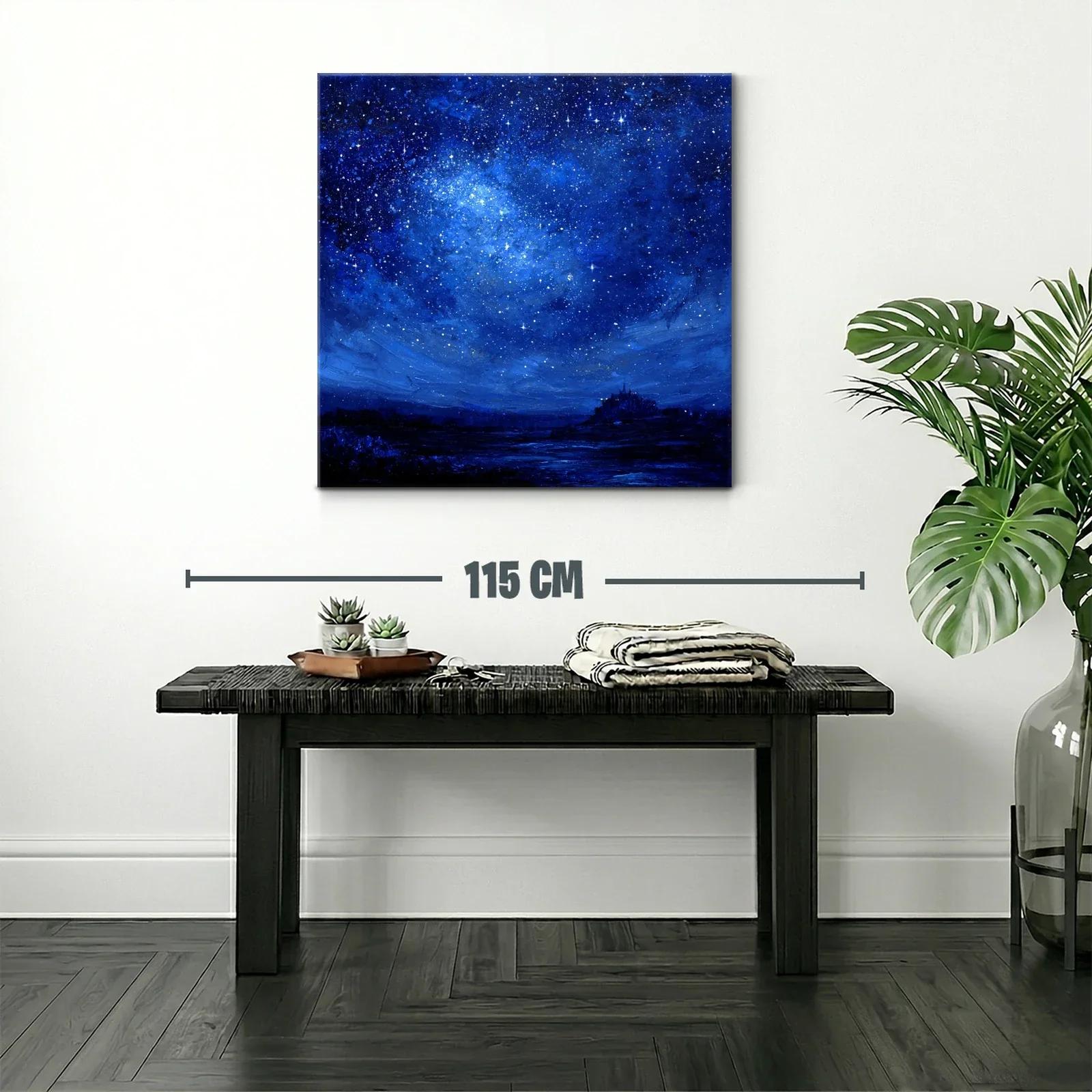 Cielo Estrellado Nocturno con Silueta de Paisaje — miniatura 2