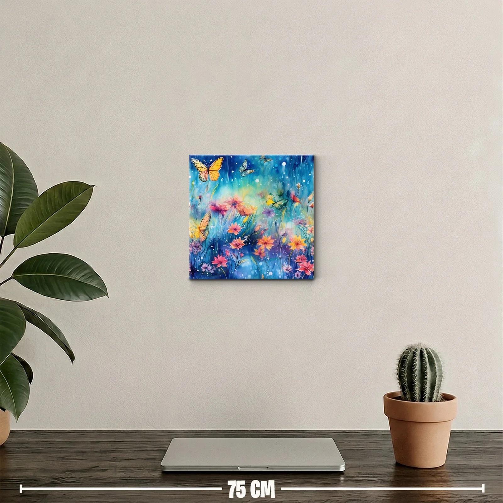 Cuadro con mariposas y flores de colores vibrantes — miniatura 2
