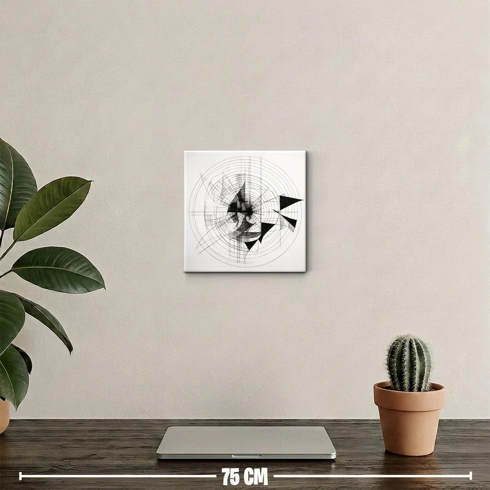 Composición geométrica en blanco y negro con círculos concéntricos — miniatura 2
