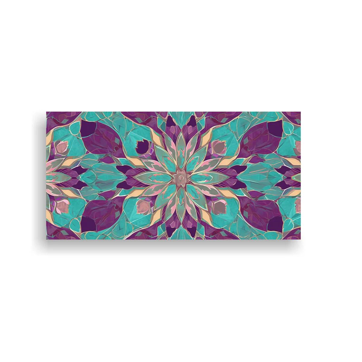Cuadro mandala floral con mosaico geométrico