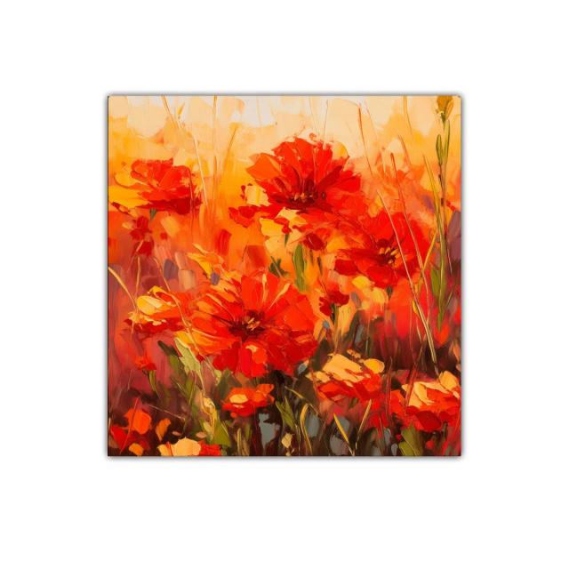 Explosión de amapolas rojas en atmósfera cálida