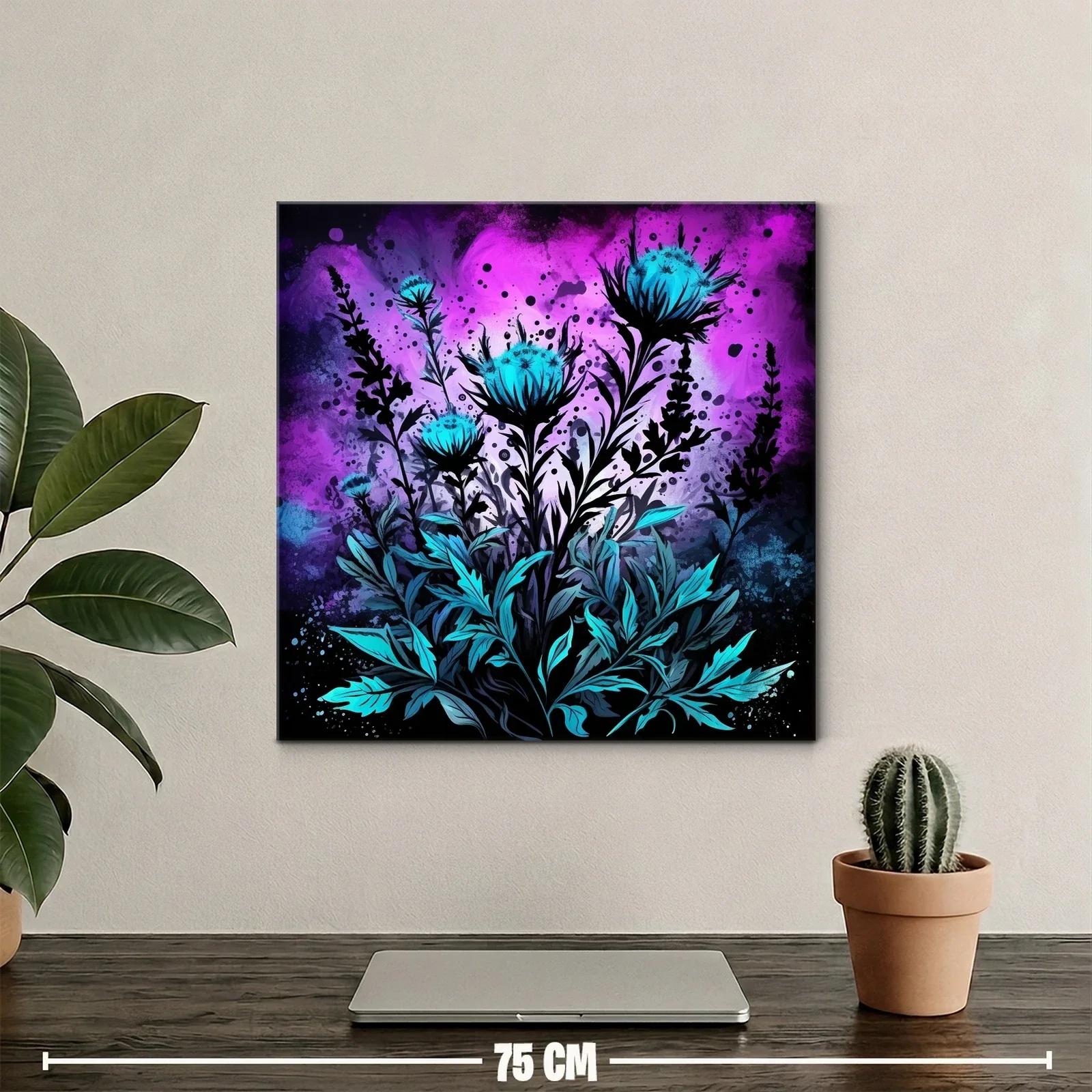 Composición floral con contrastes vibrantes y fondo psicodélico — miniatura 2