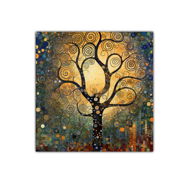 Árbol de espirales en tonos cálidos y vibrantes