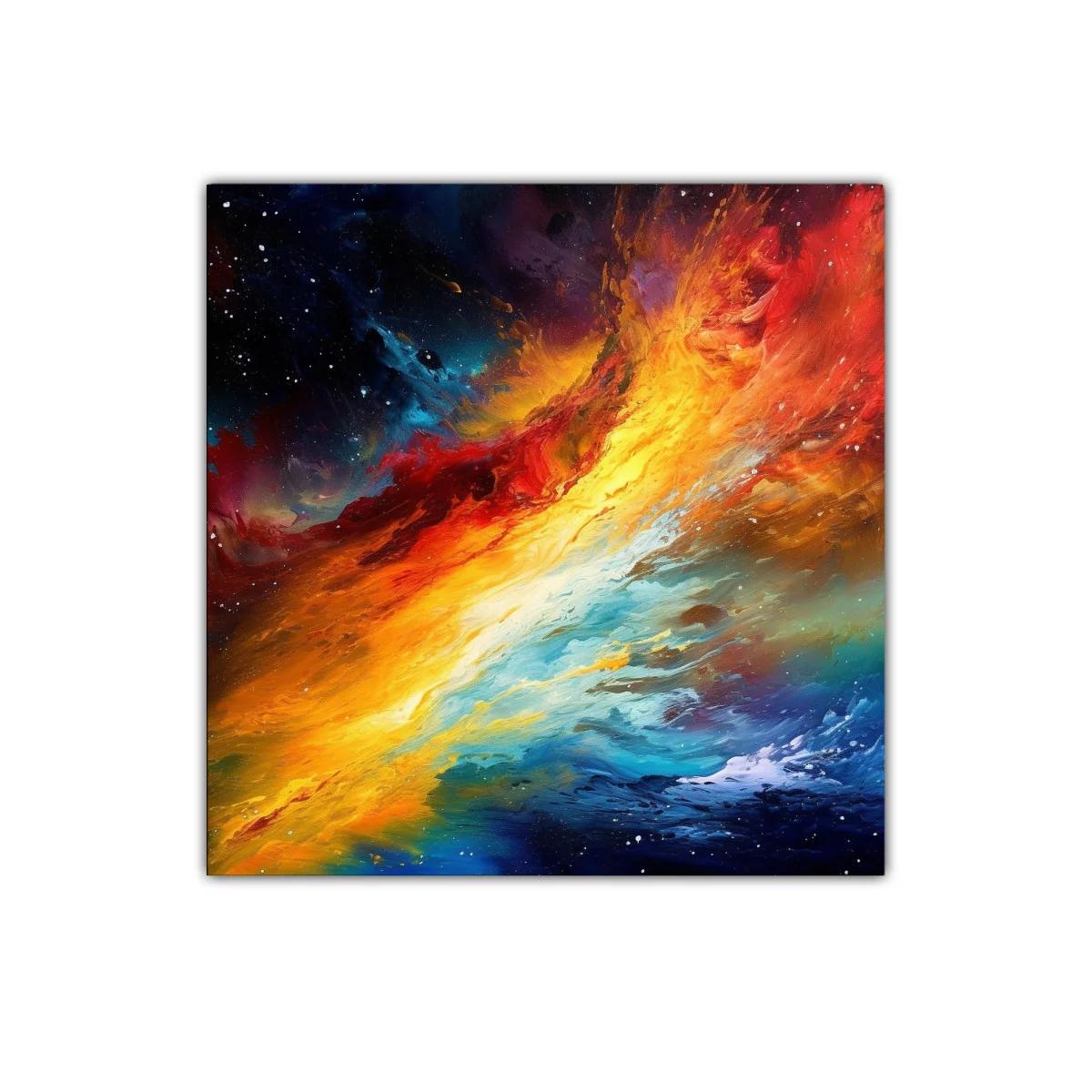 Cuadro vibrante con explosión de colores cálidos y fríos — miniatura 1