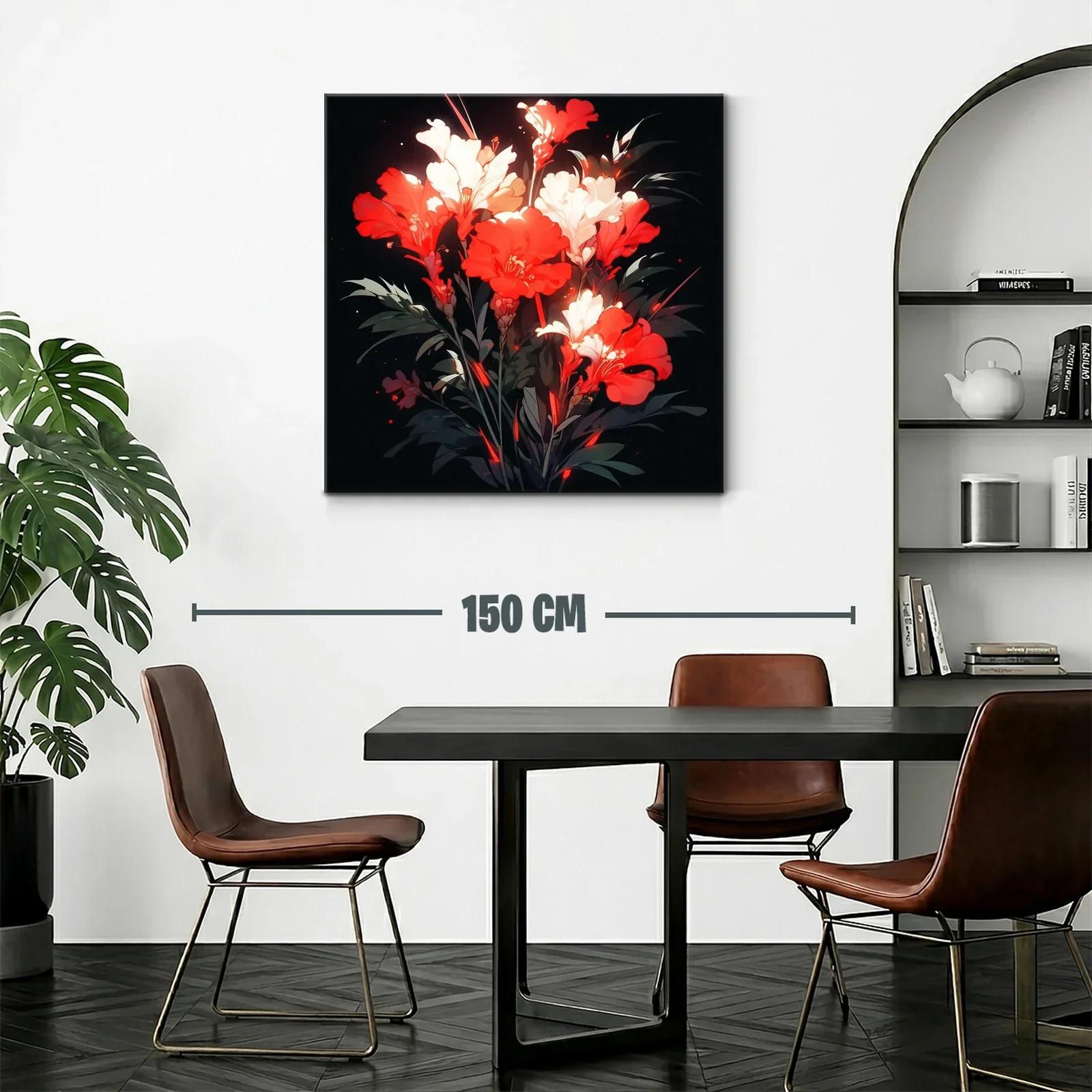 Ramo vibrante de flores rojas y blancas sobre fondo oscuro — miniatura 2