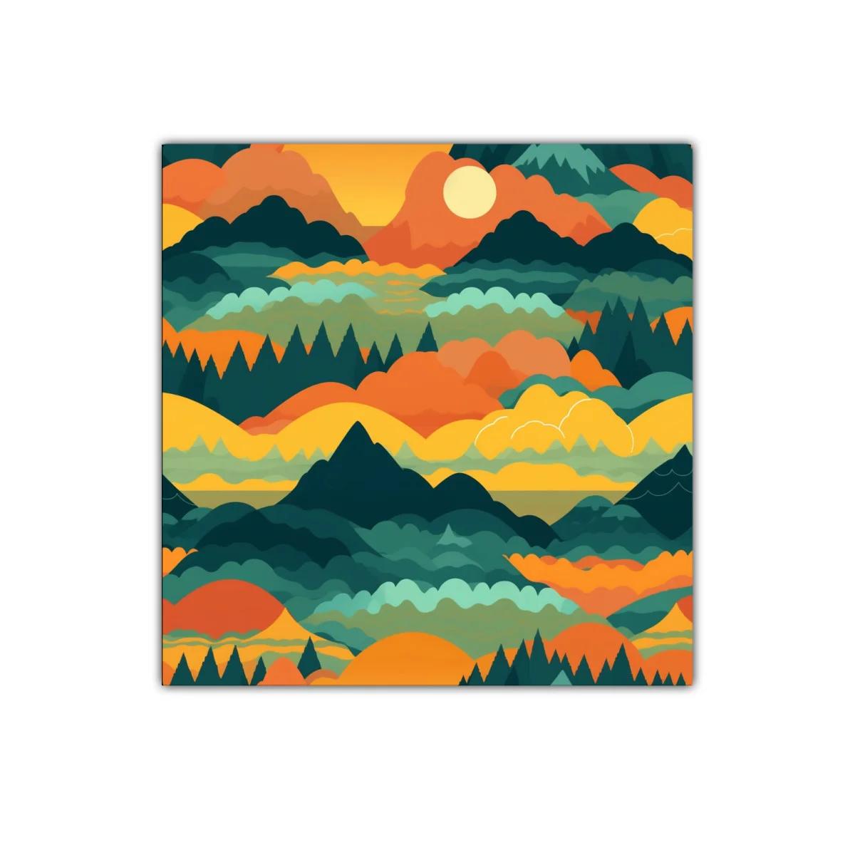 Paisaje abstracto de montañas con colores cálidos y vibrantes — imagen principal