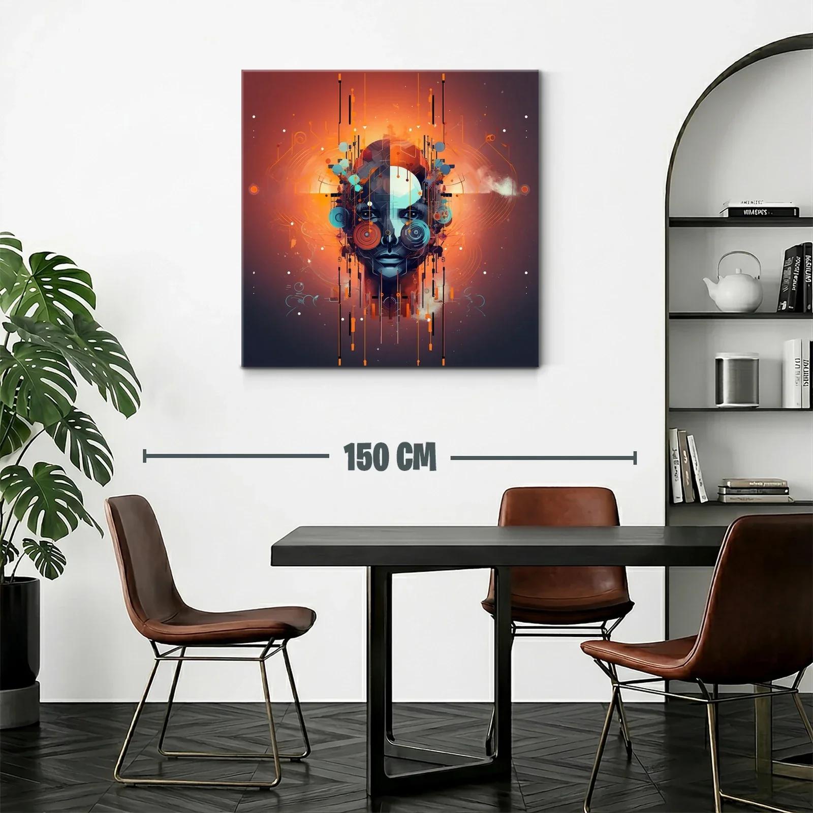 Rostro futurista con vibrantes tonalidades naranjas y azules — miniatura 2