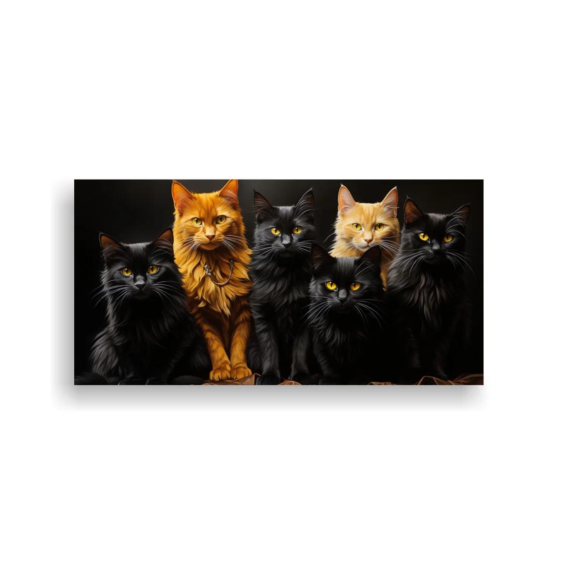 Cuadro grupo de cinco gatos de pelo largo