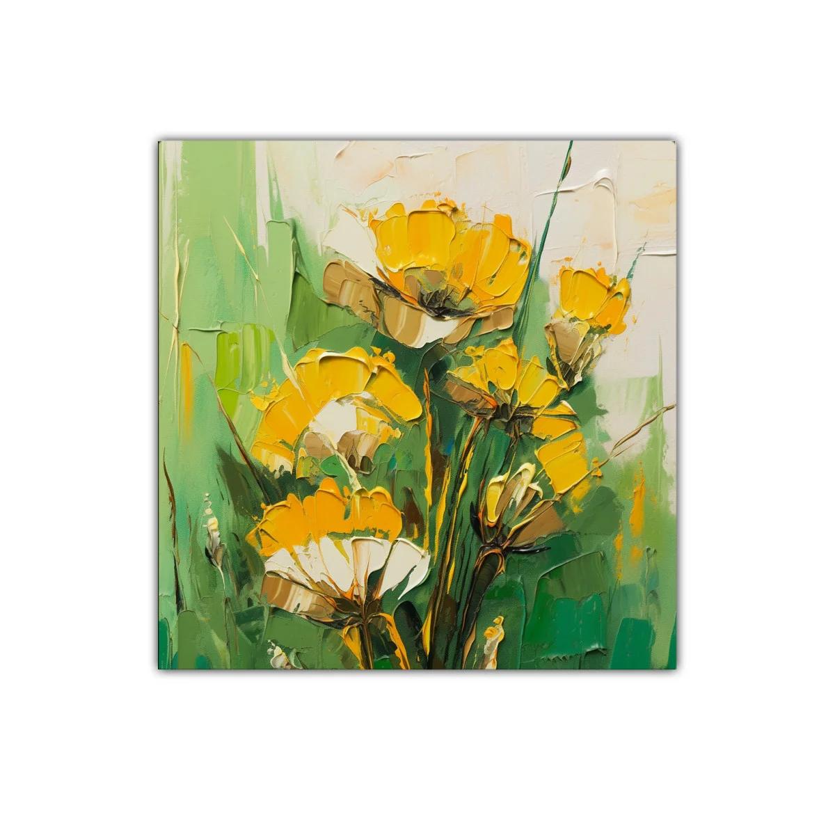 Cuadro floral en tonos verdes y amarillos vibrantes — imagen principal