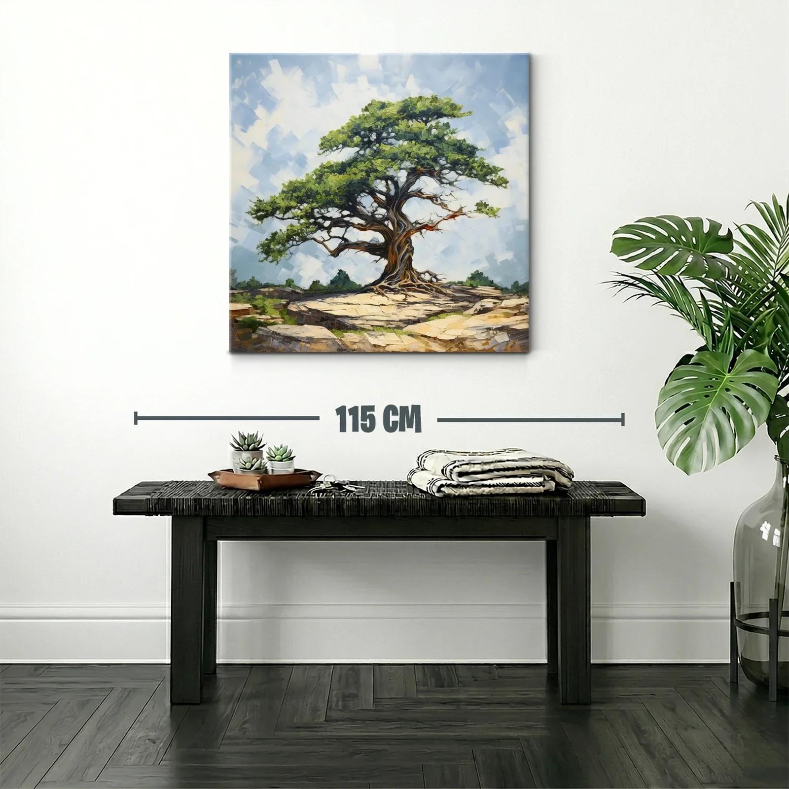 Árbol solitario sobre rocas en paisaje sereno — miniatura 2