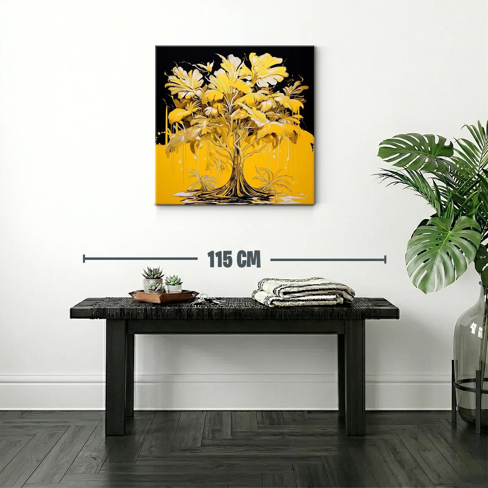 Árbol dorado con hojas exuberantes y fondo vibrante — miniatura 2