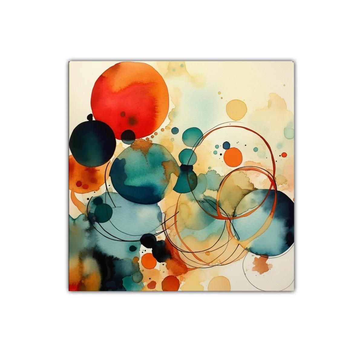 Composición abstracta con círculos en tonos cálidos y fríos — imagen principal