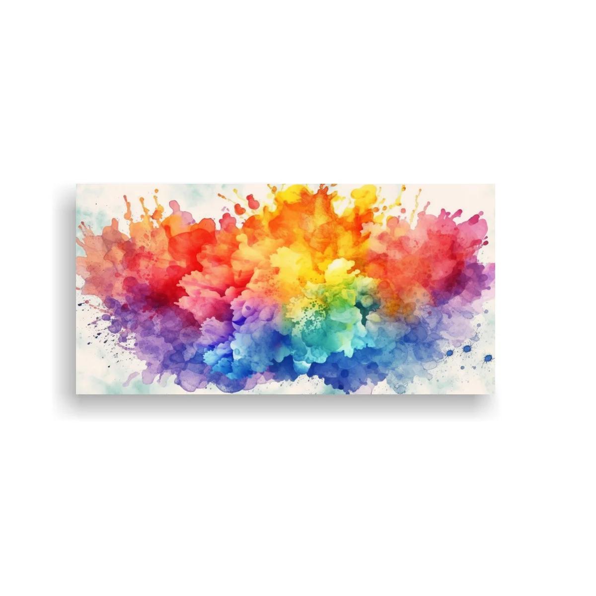 Cuadro nube de acuarela multicolor con salpicaduras