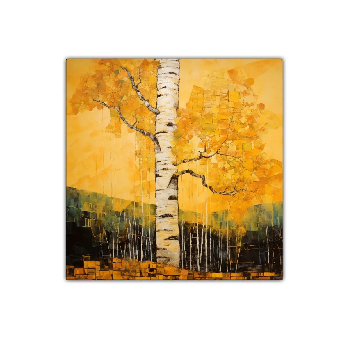 Árbol de otoño con tonos cálidos y texturas expresivas — imagen principal
