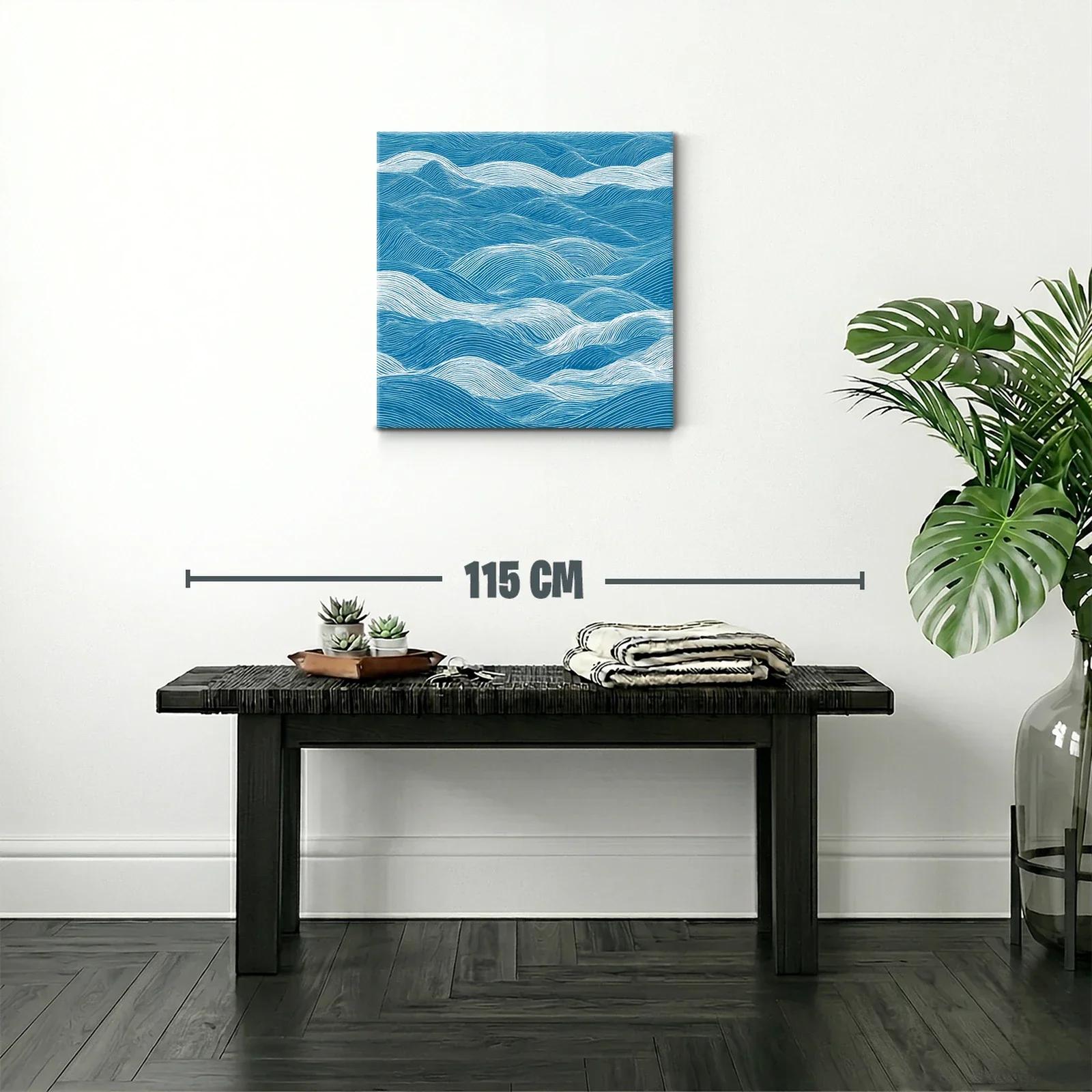 Cuadro Abstracto con Ondas en Tonos Azul y Blanco — miniatura 2