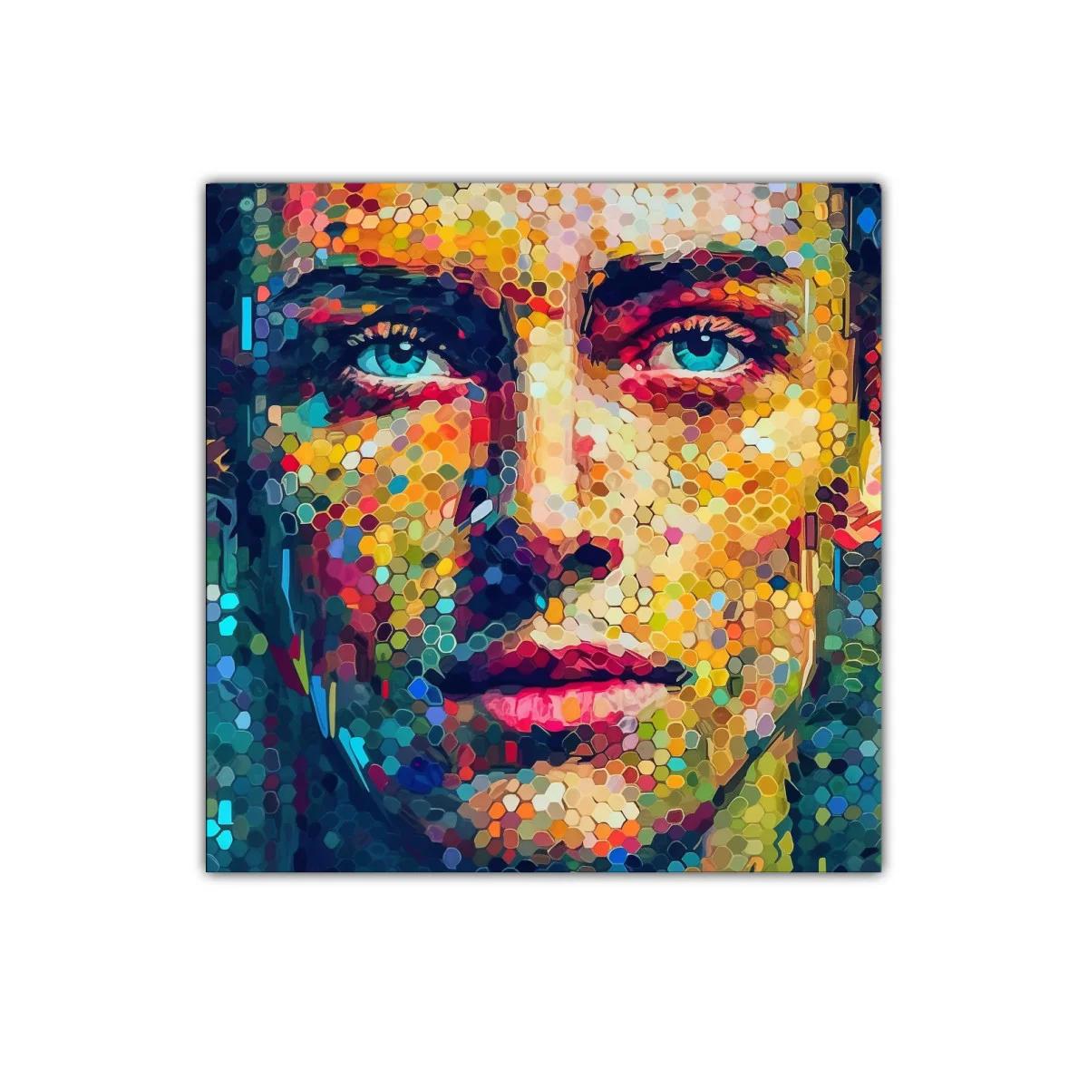 Rostro femenino con vibrante mosaico de colores