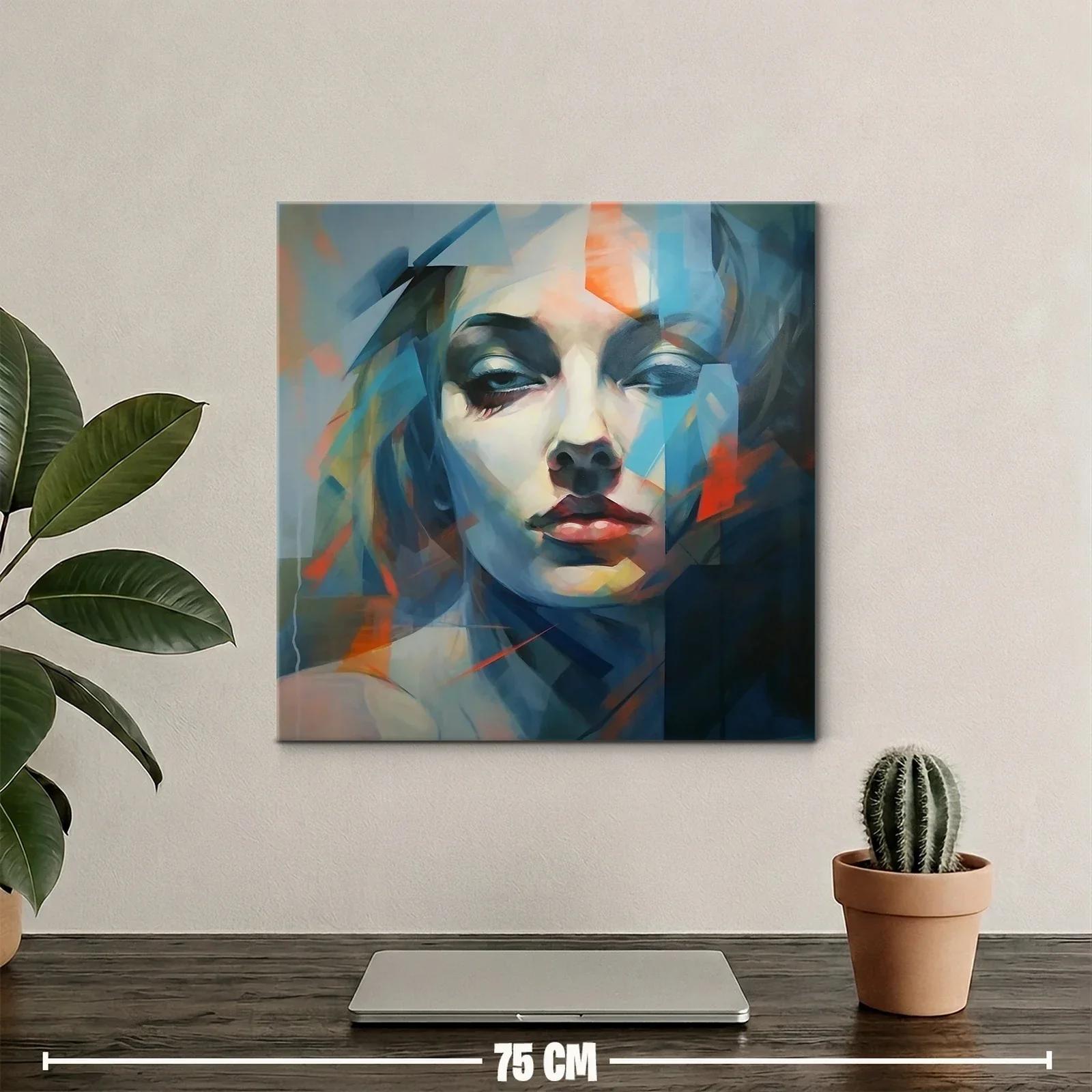 Retrato abstracto de mujer con tonos fríos y cálidos — miniatura 2