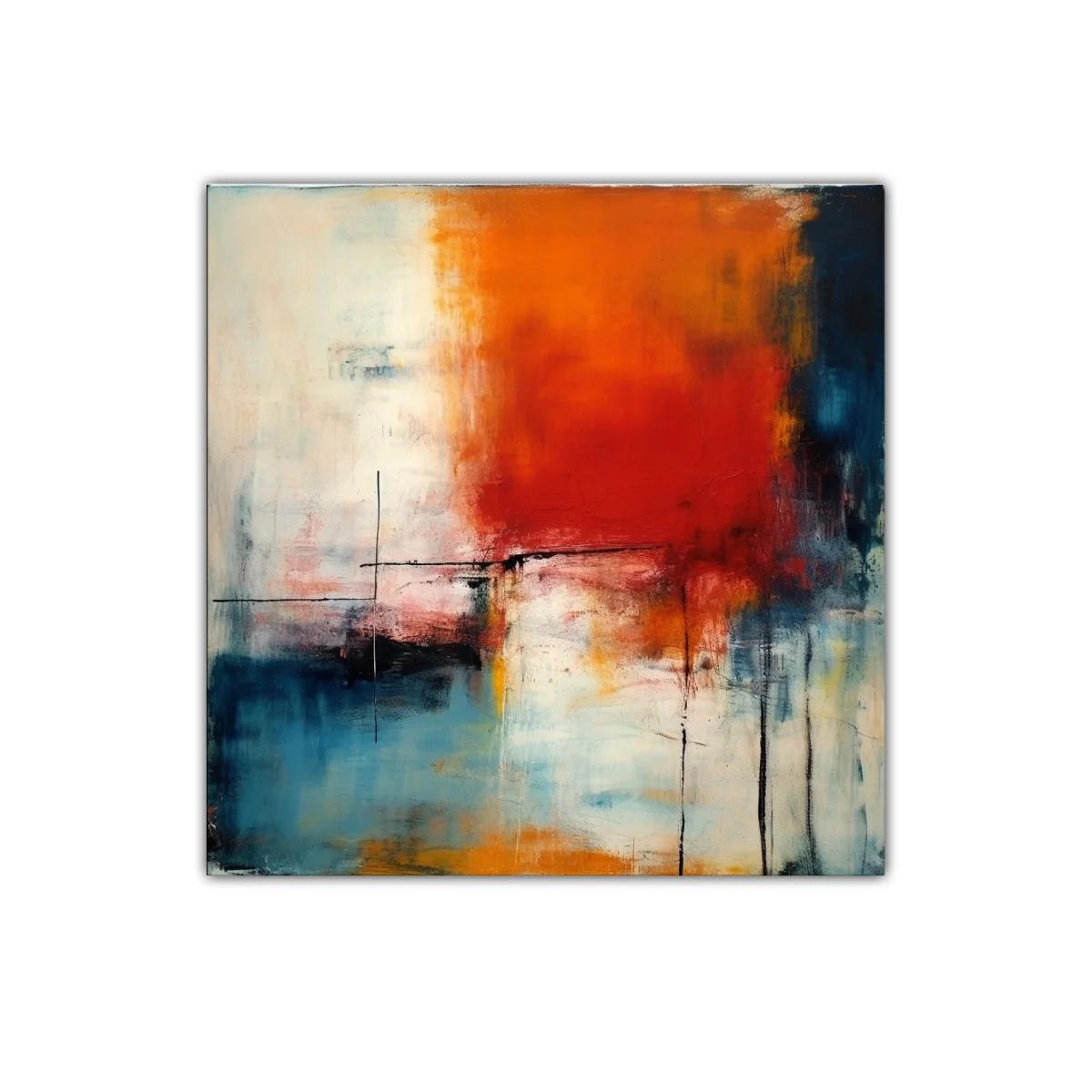 Cuadro abstracto con vibrantes tonos cálidos y fríos equilibrados — miniatura 1