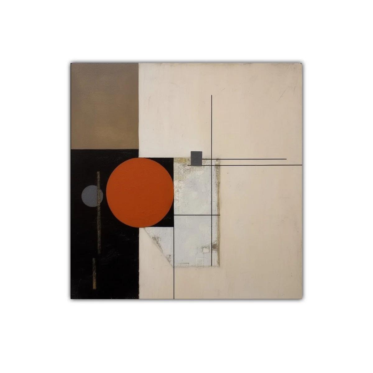 Composición geométrica con círculo en tonos tierra y negro — imagen principal
