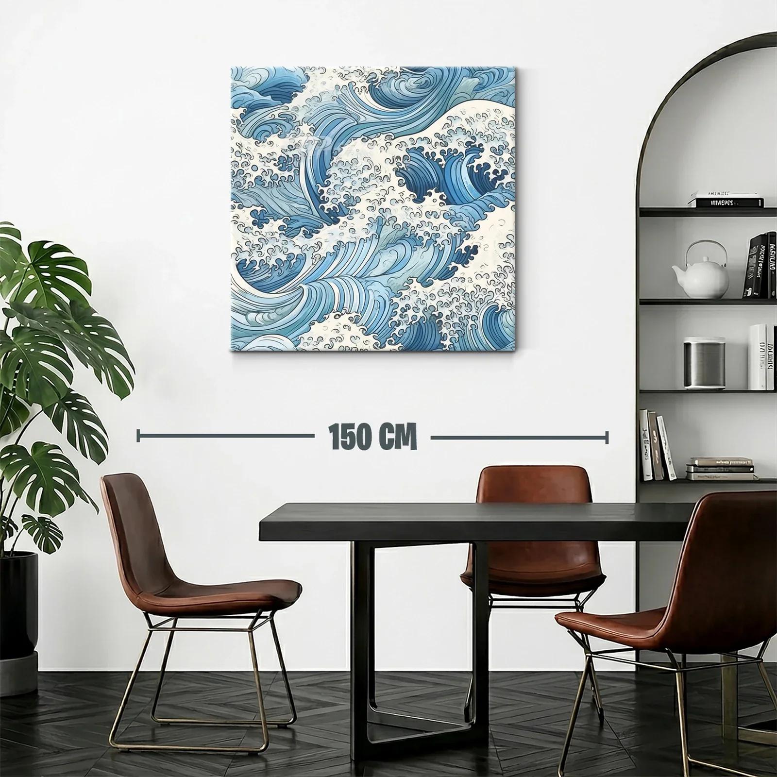 Mar en movimiento con olas estilizadas en azul y blanco — miniatura 2