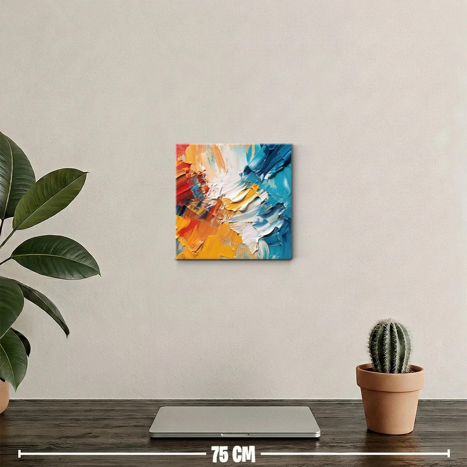 Cuadro abstracto con textura y vibrantes colores cálidos y fríos — miniatura 2