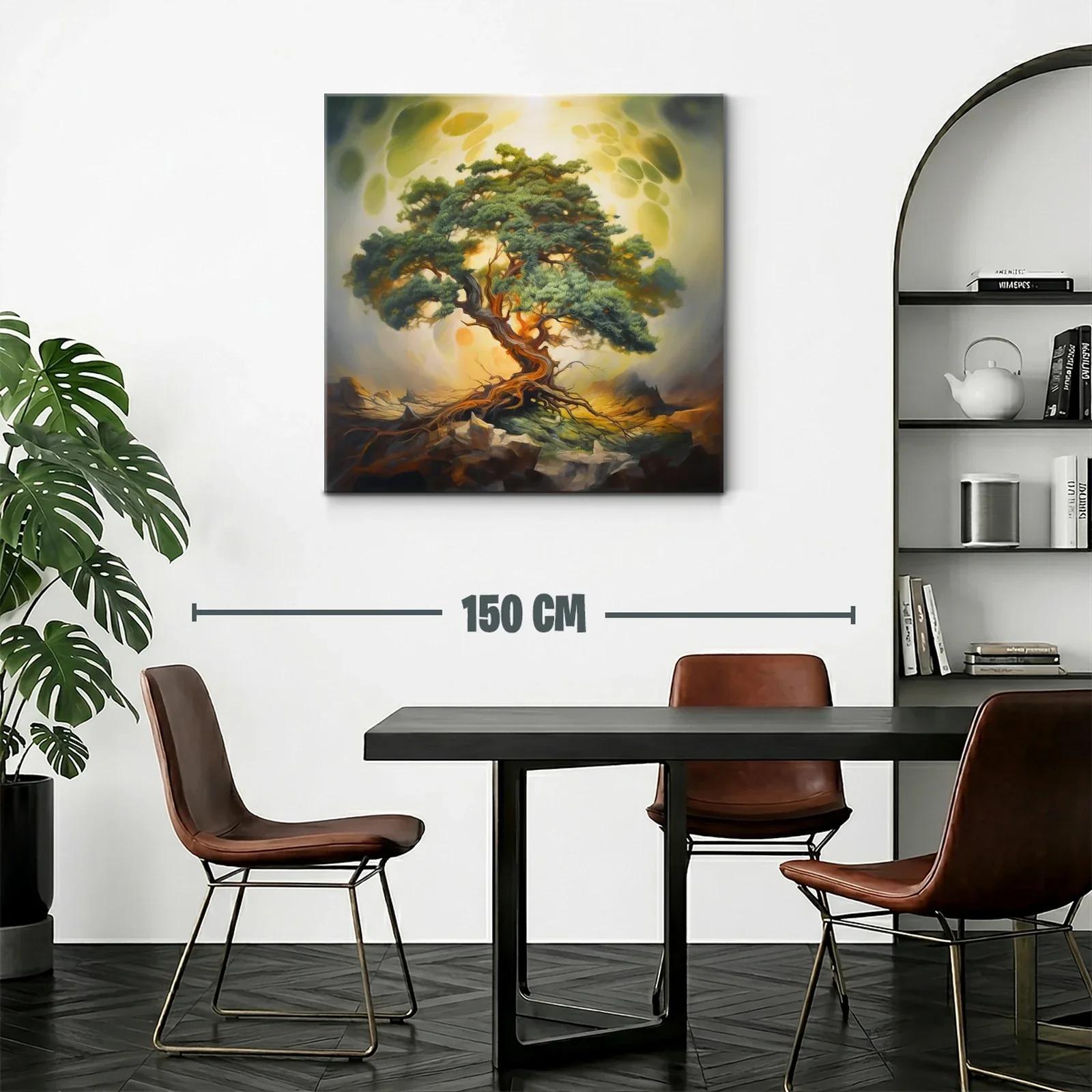 Árbol solitario con raíces entrelazadas y luz dorada — miniatura 2