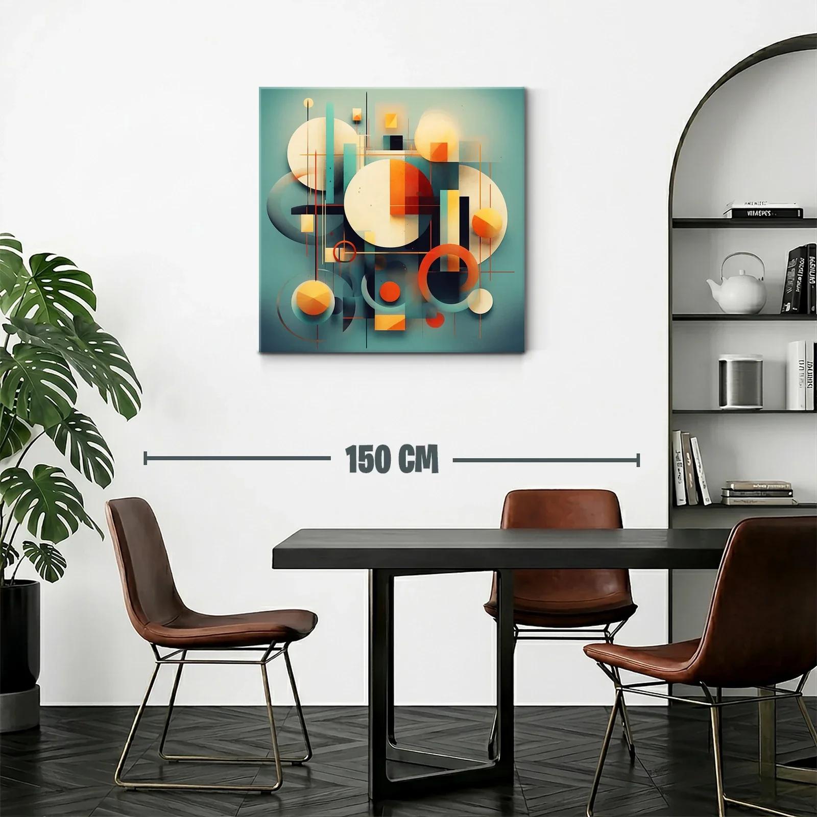 Composición abstracta con círculos y líneas en tonos cálidos y fríos — miniatura 2