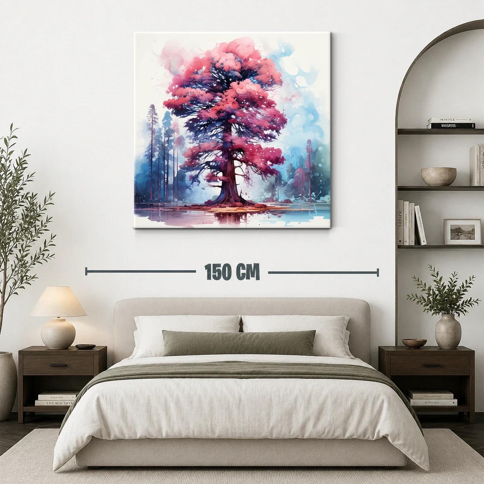 Árbol vibrante con follaje en tonos rosa y azul — miniatura 3