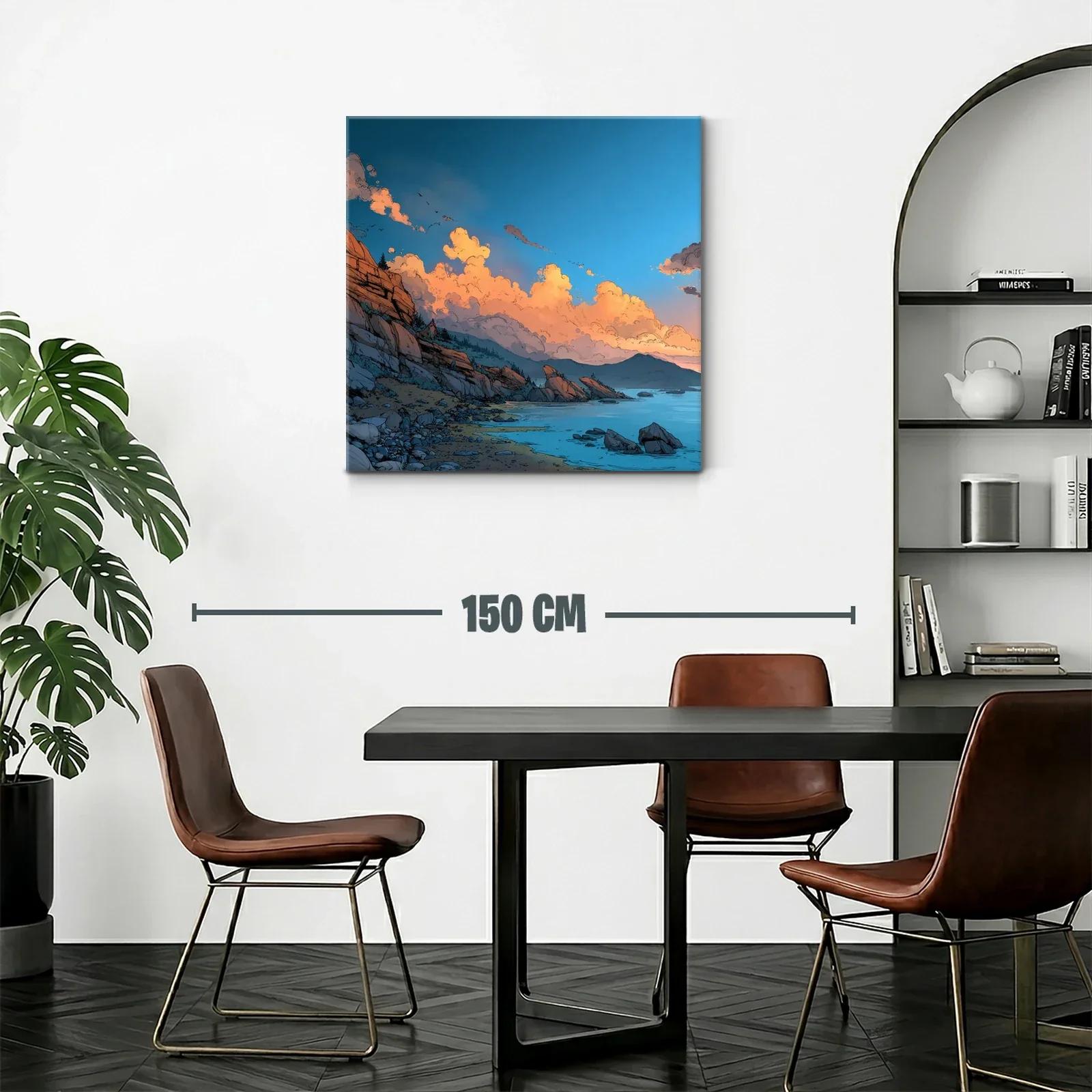 Paisaje costero con rocas y nubes al atardecer — miniatura 2