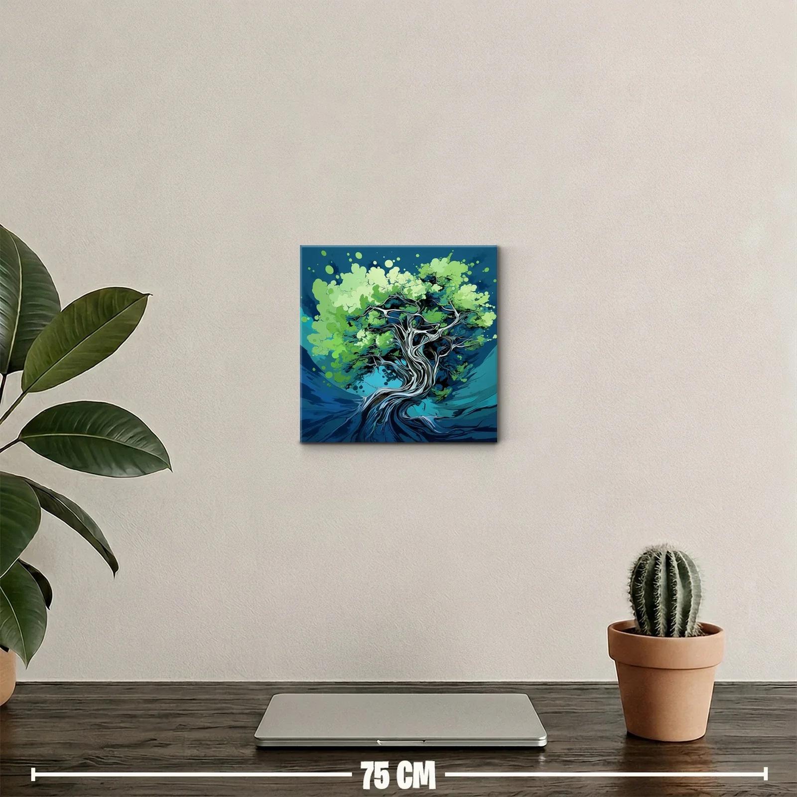 Árbol abstracto con ramas entrelazadas y hojas verdes — miniatura 2