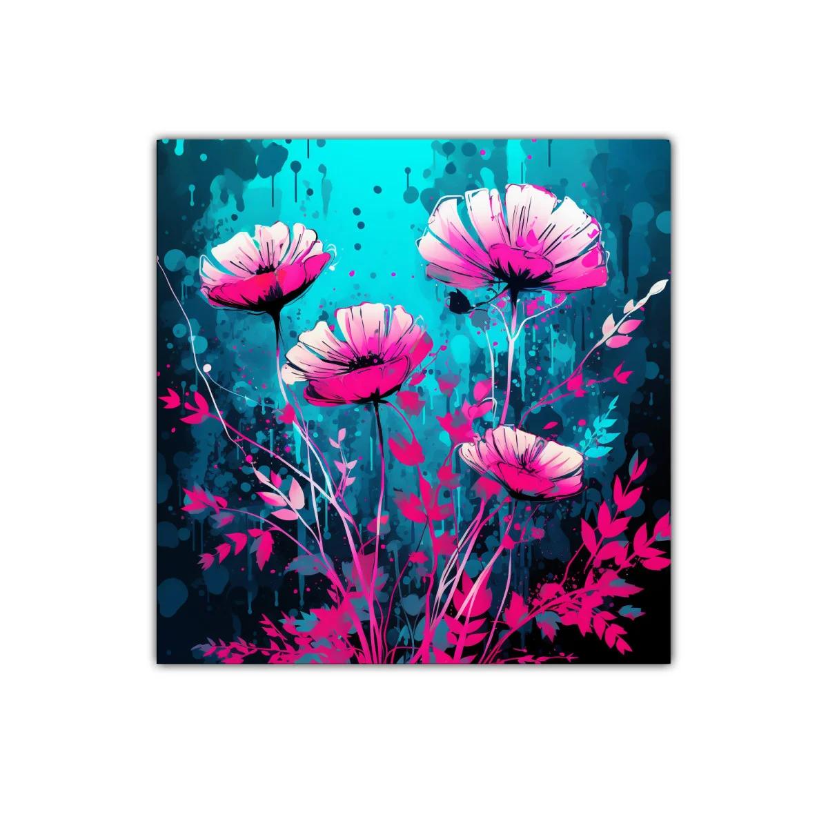 Flores vibrantes en contraste turquesa y magenta — imagen principal