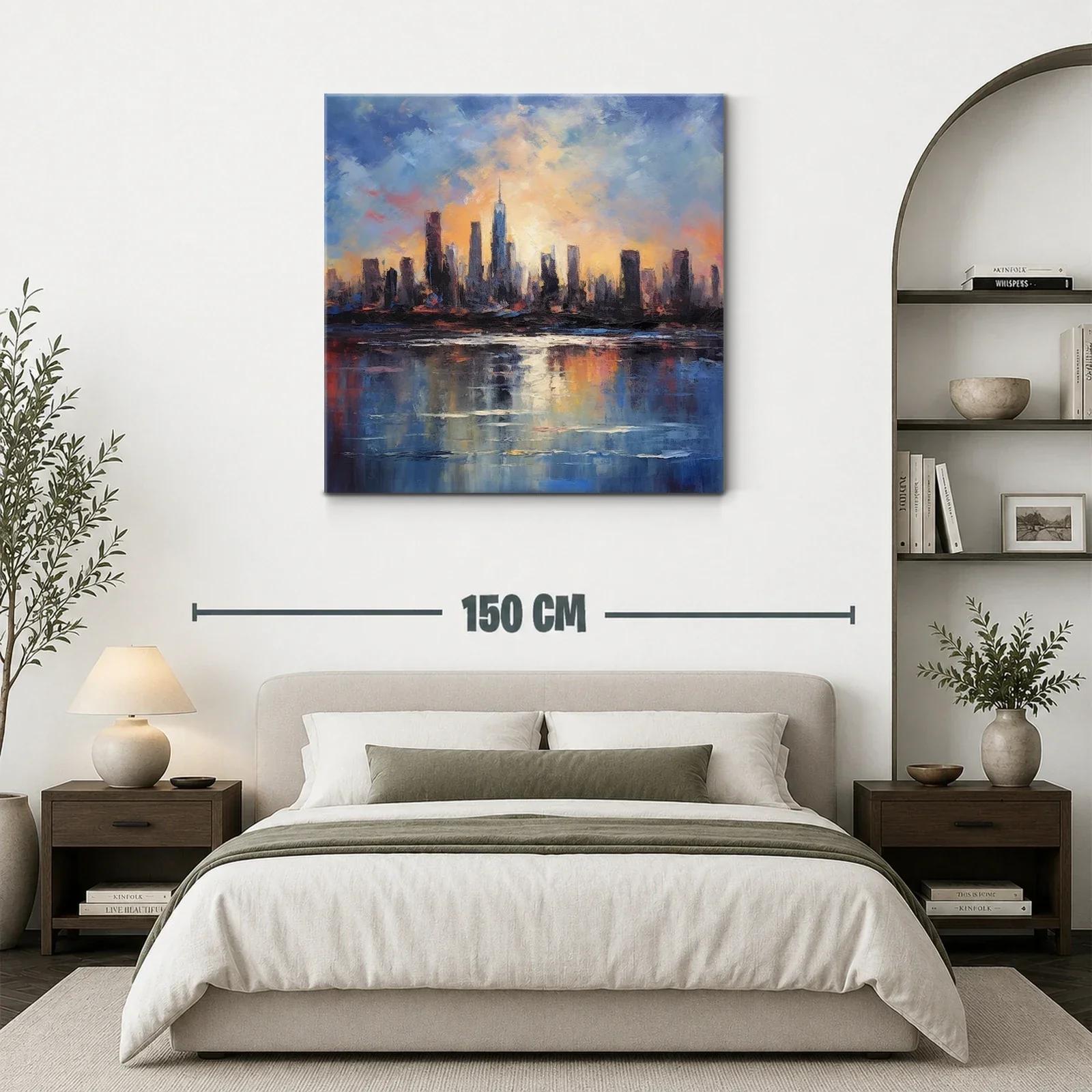 Atardecer urbano con reflejos impresionistas vibrantes — miniatura 3