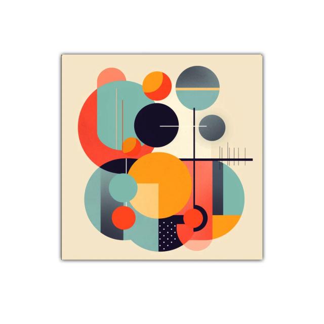 Composición geométrica moderna en tonos cálidos y fríos