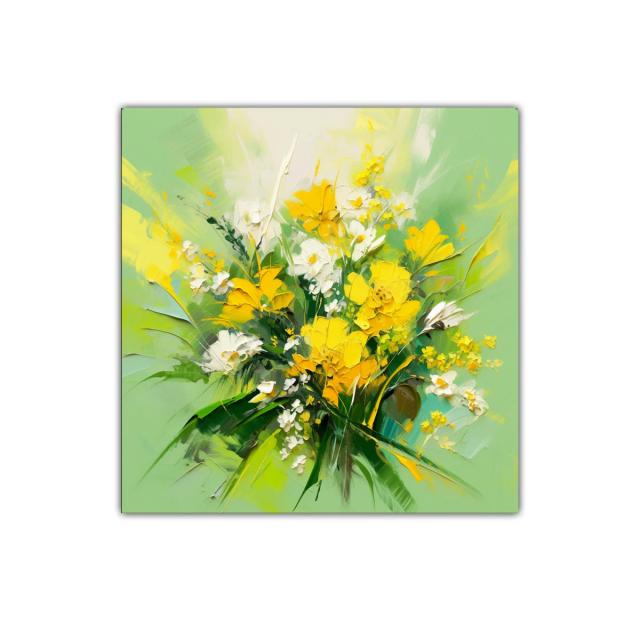 Cuadro decorativo con vibrante ramo de flores amarillas y blancas