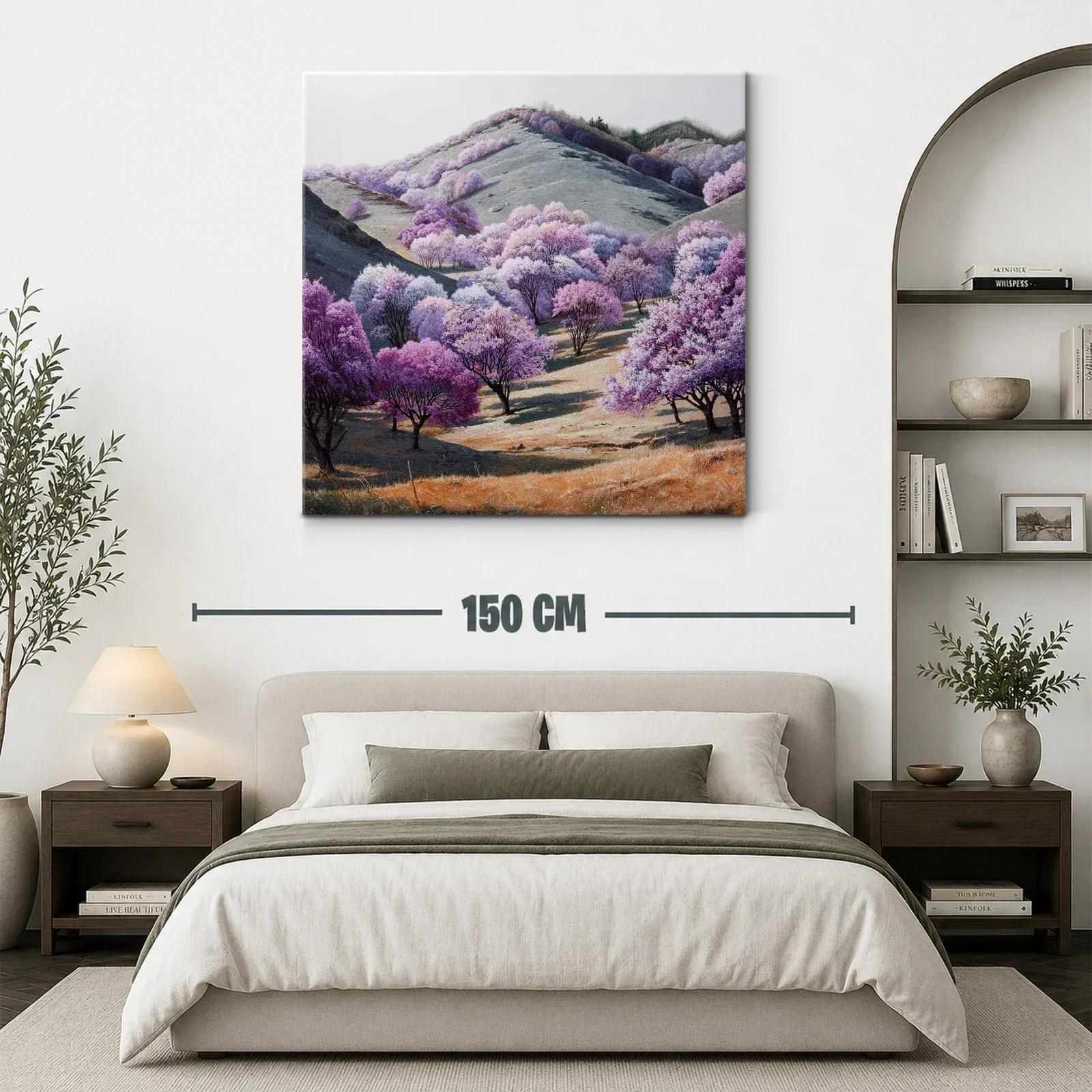 Paisaje sereno con árboles en tonos lila y rosa — miniatura 3