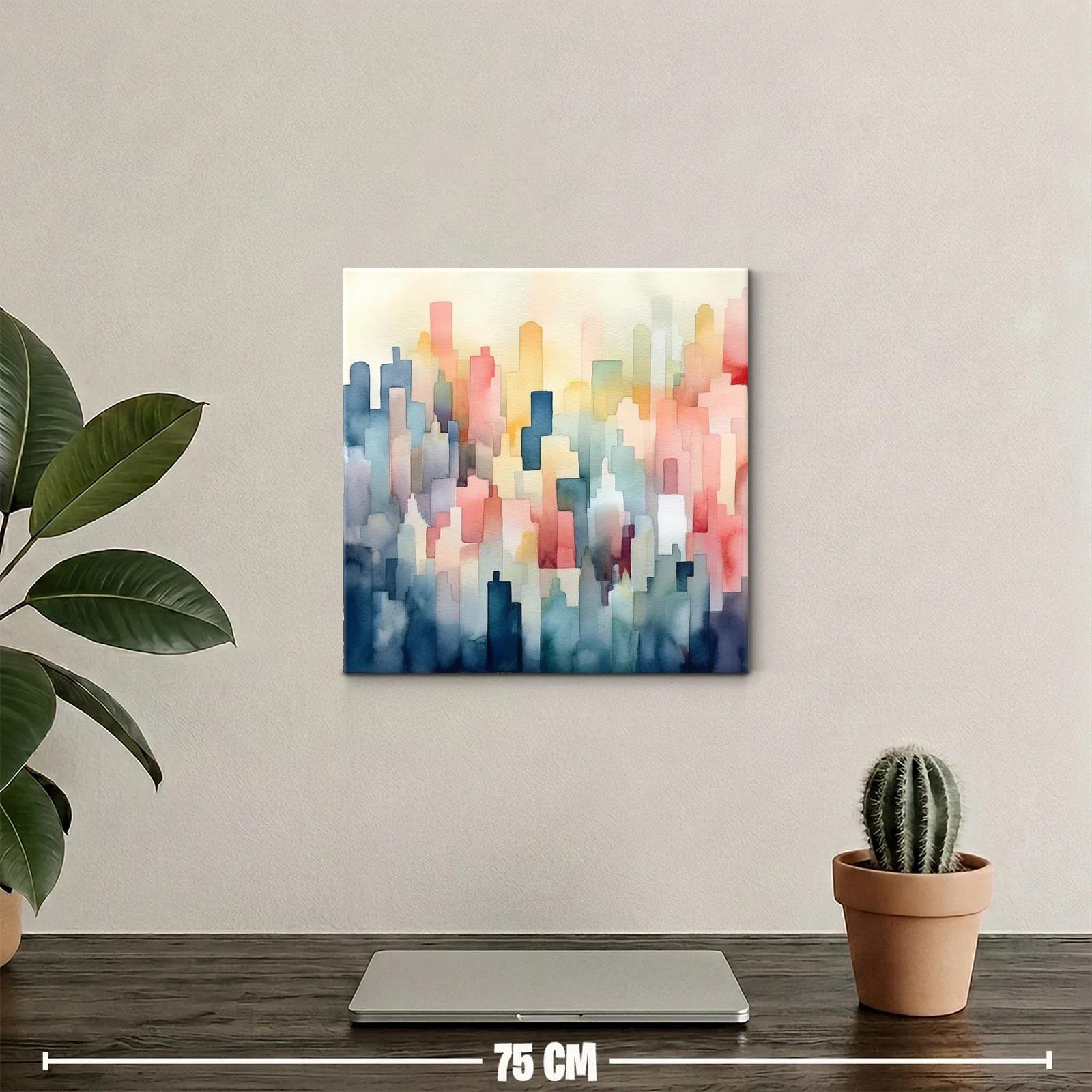 Composición abstracta de formas urbanas en tonos suaves — miniatura 2
