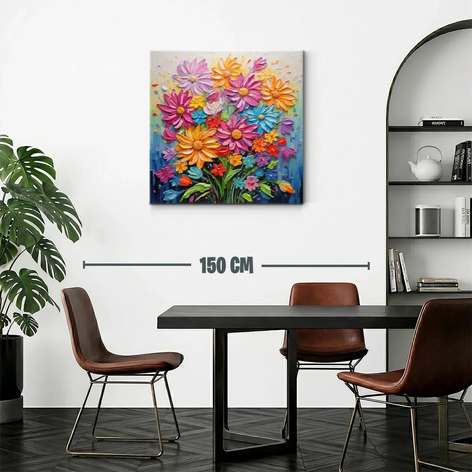 Cuadro flores vibrantes con tonos cálidos y fríos — miniatura 2