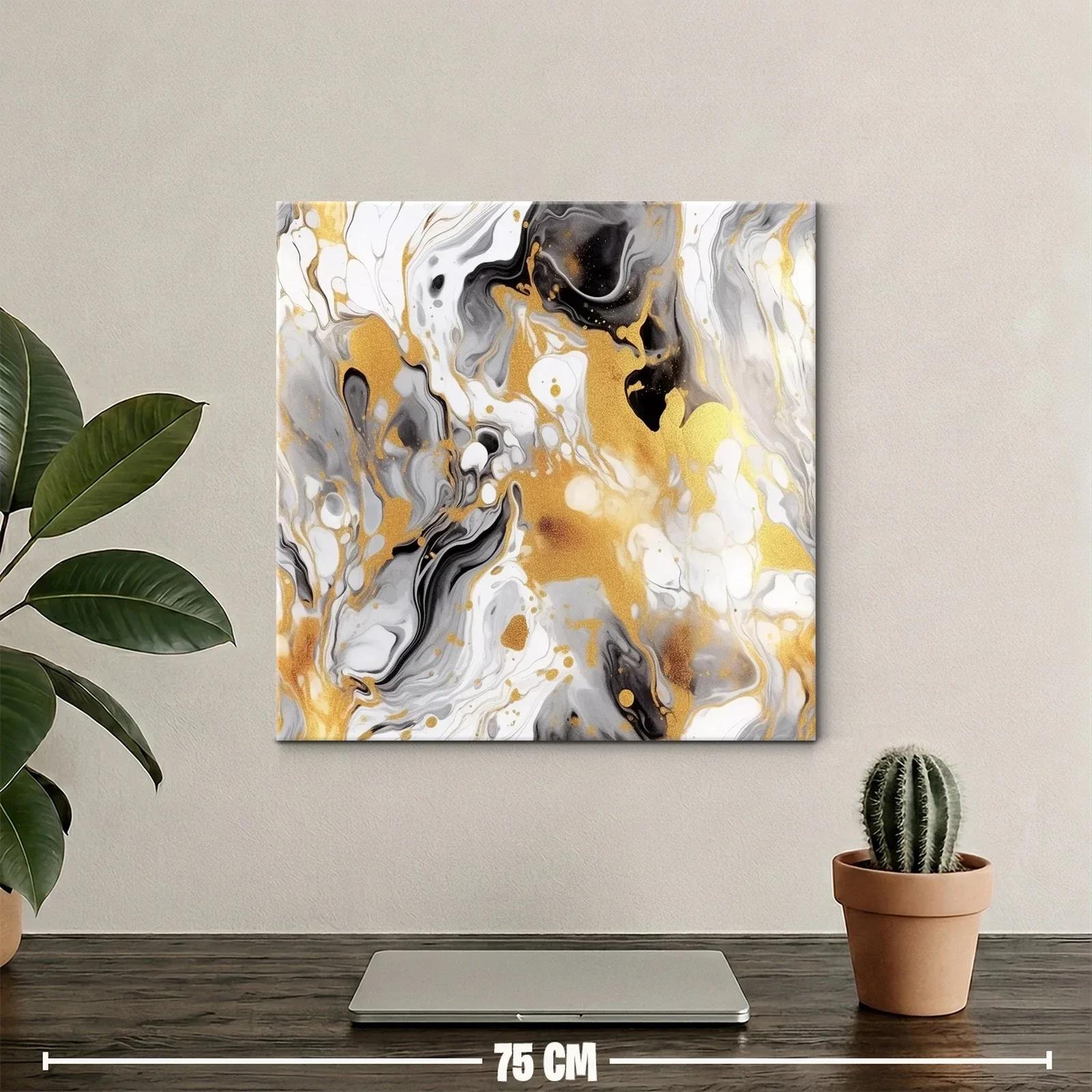 Arte Abstracto en Oro Blanco y Negro con Destellos Elegantes — miniatura 2