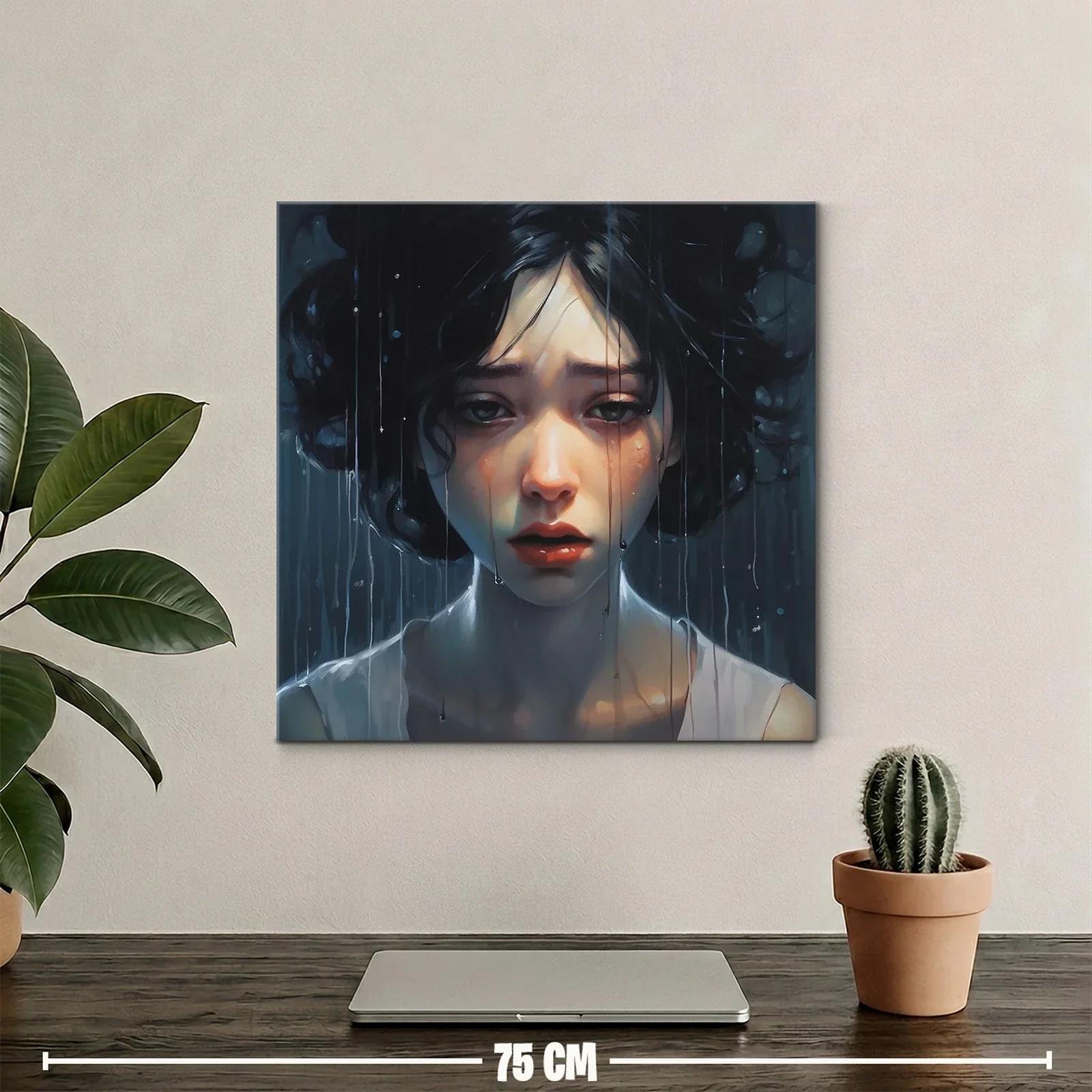 Melancolía en mirada femenina con toque de lluvia — miniatura 2
