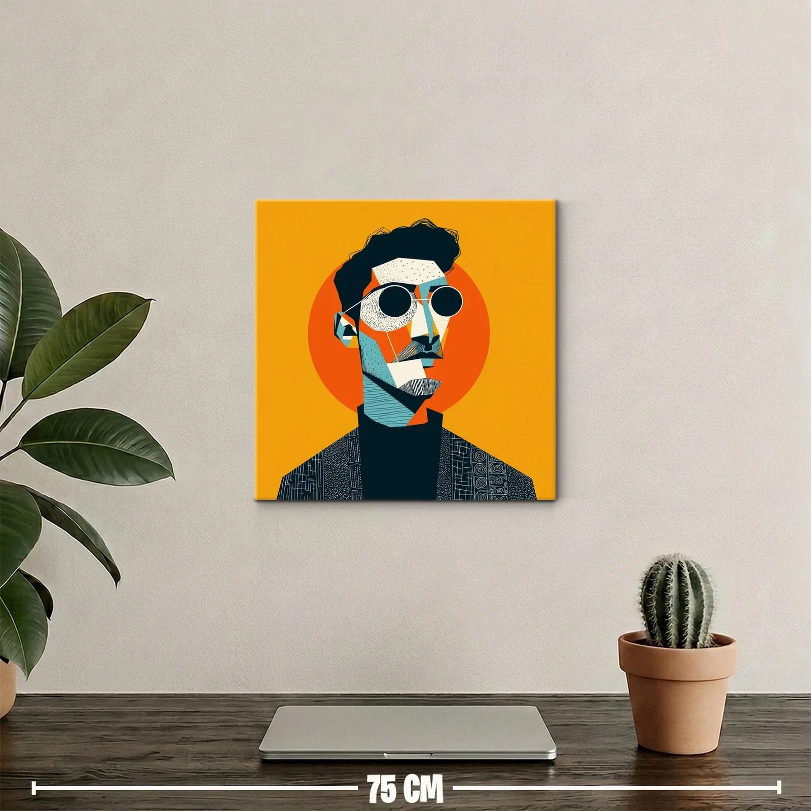 Retrato contemporáneo con toques geométricos y vibrantes — miniatura 2